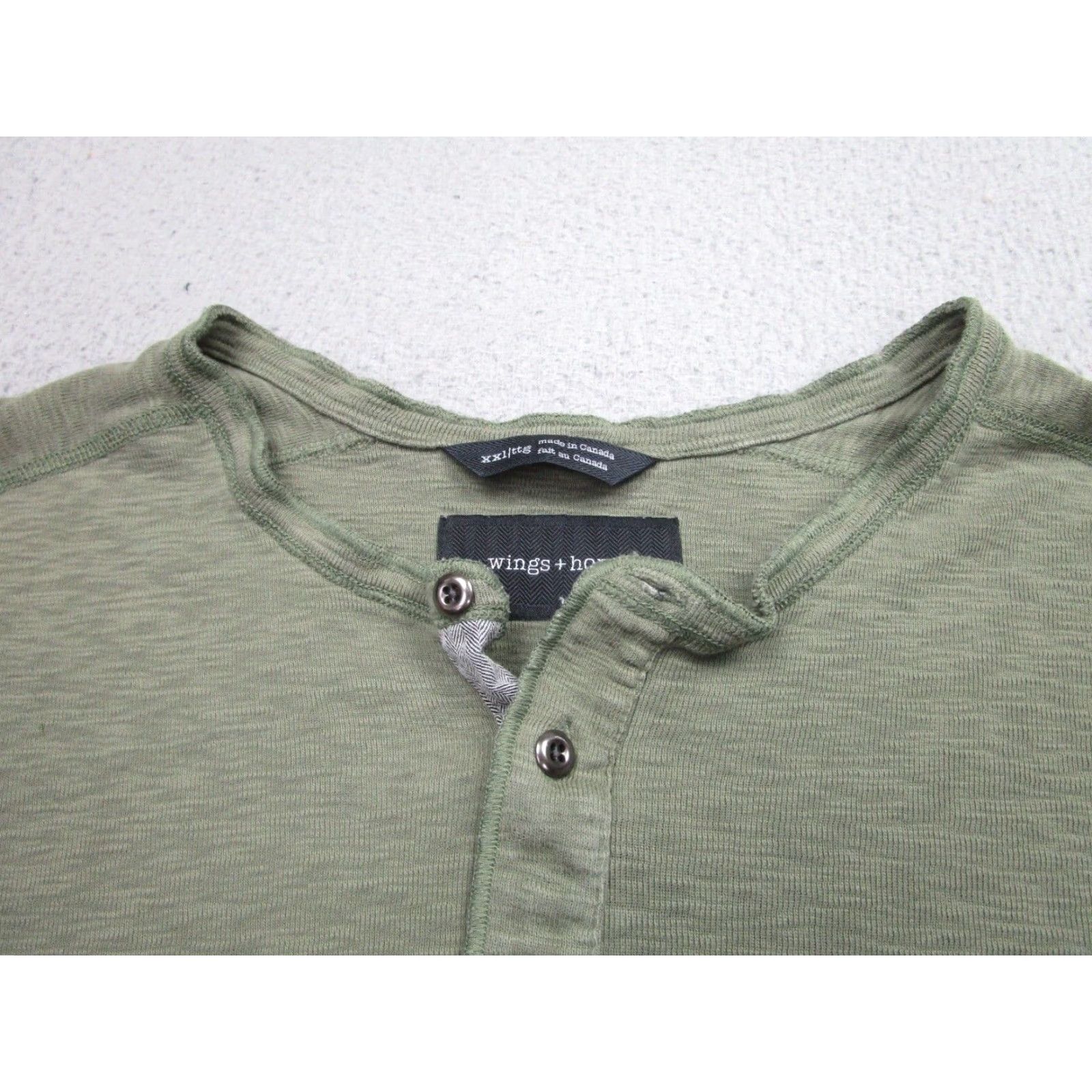 Vintage VINTAGE Wings+Horns Shirt Mens 2XL Green Henley Slub Cotton Knit Grunge XXL Adult Size US XXL / EU 58 / 5 - 5 Thumbnail