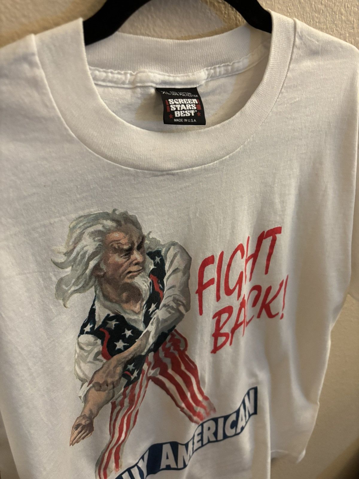 Vintage Vintage Single Stitch Uncle Sam Fight Back Buy American Tee Size US XL / EU 56 / 4 - 2 Thumbnail