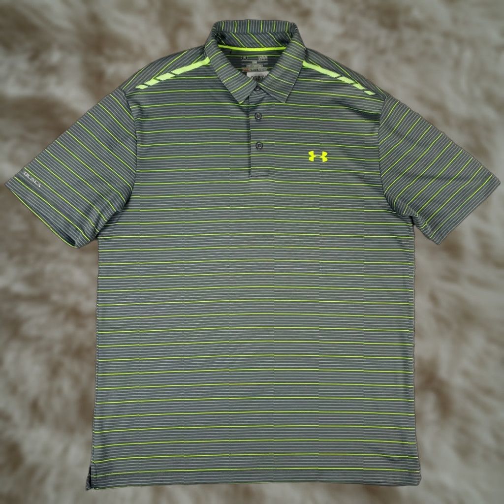 Under Armour Under Armour Polo Shirt Mens L Gray Striped Polo Short Sleeve Golf Casual Shirt Size US L / EU 52-54 / 3 - 1 Thumbnail