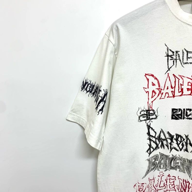 Balenciaga Balenciaga White Graffiti Letter Short Sleeve T-Shirt 2502- Size US XS / EU 42 / 0 - 5 Thumbnail
