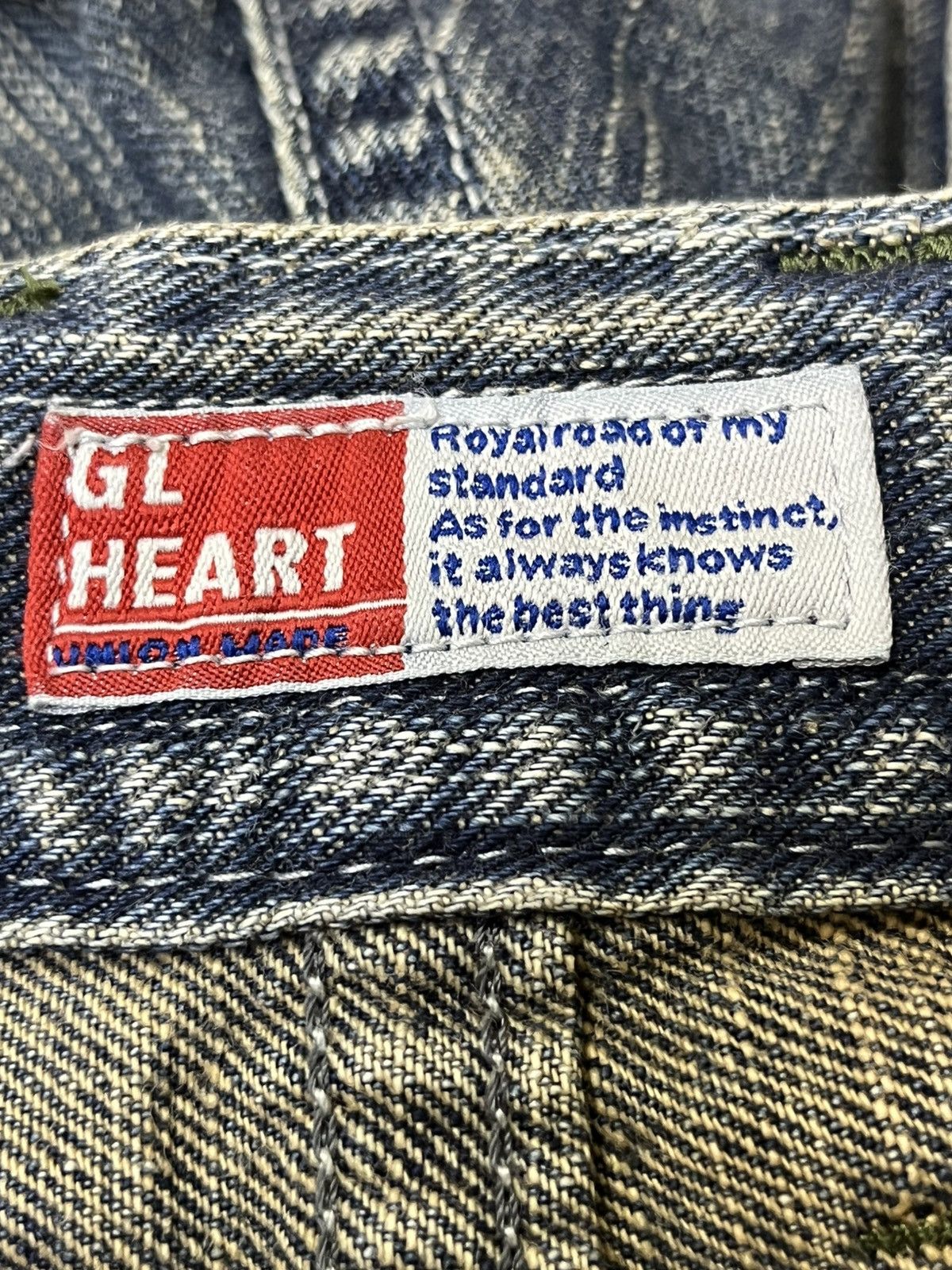Japanese Brand Sick 90s japanese denim GL HEART mud wash dirty faded jeans Size US 31 - 19 Thumbnail