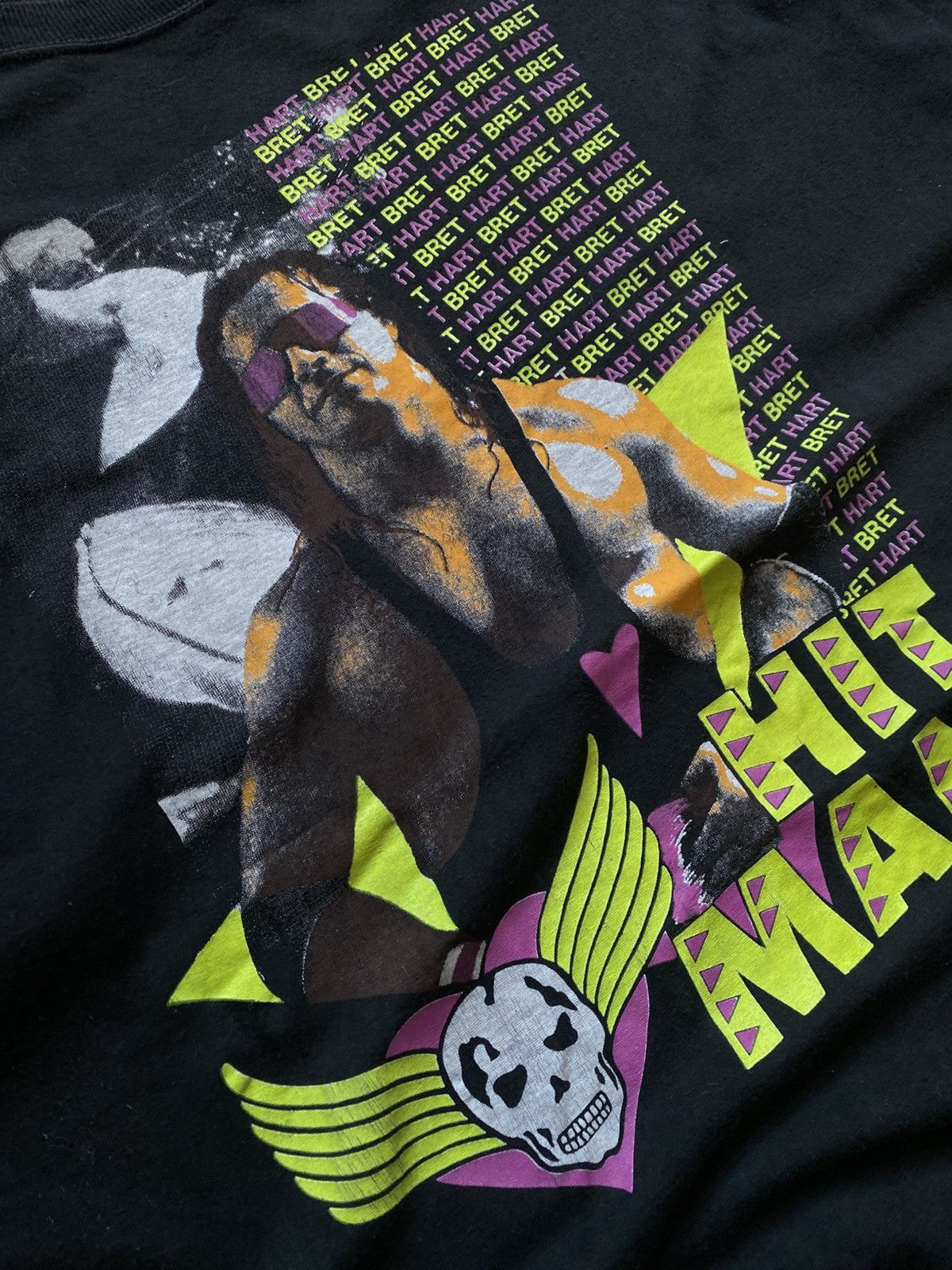 Vintage × WWE Vintage Wrestling Bret Hart Hit Man Black Tee Size US L / EU 52-54 / 3 - 3 Thumbnail