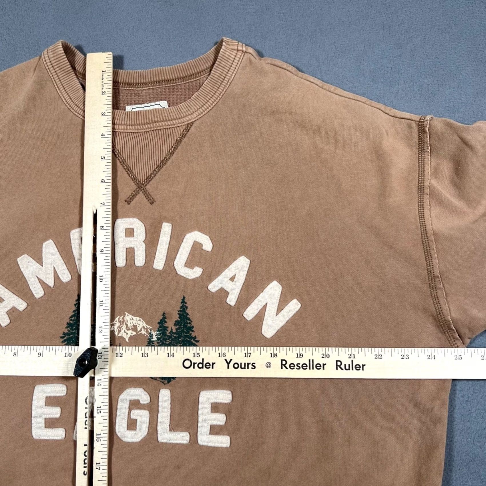 Vintage Vintage American Eagle Sweatshirt Mens Small Oversized Y2K Pullover Tan Brown Size US S / EU 44-46 / 1 - 5 Thumbnail