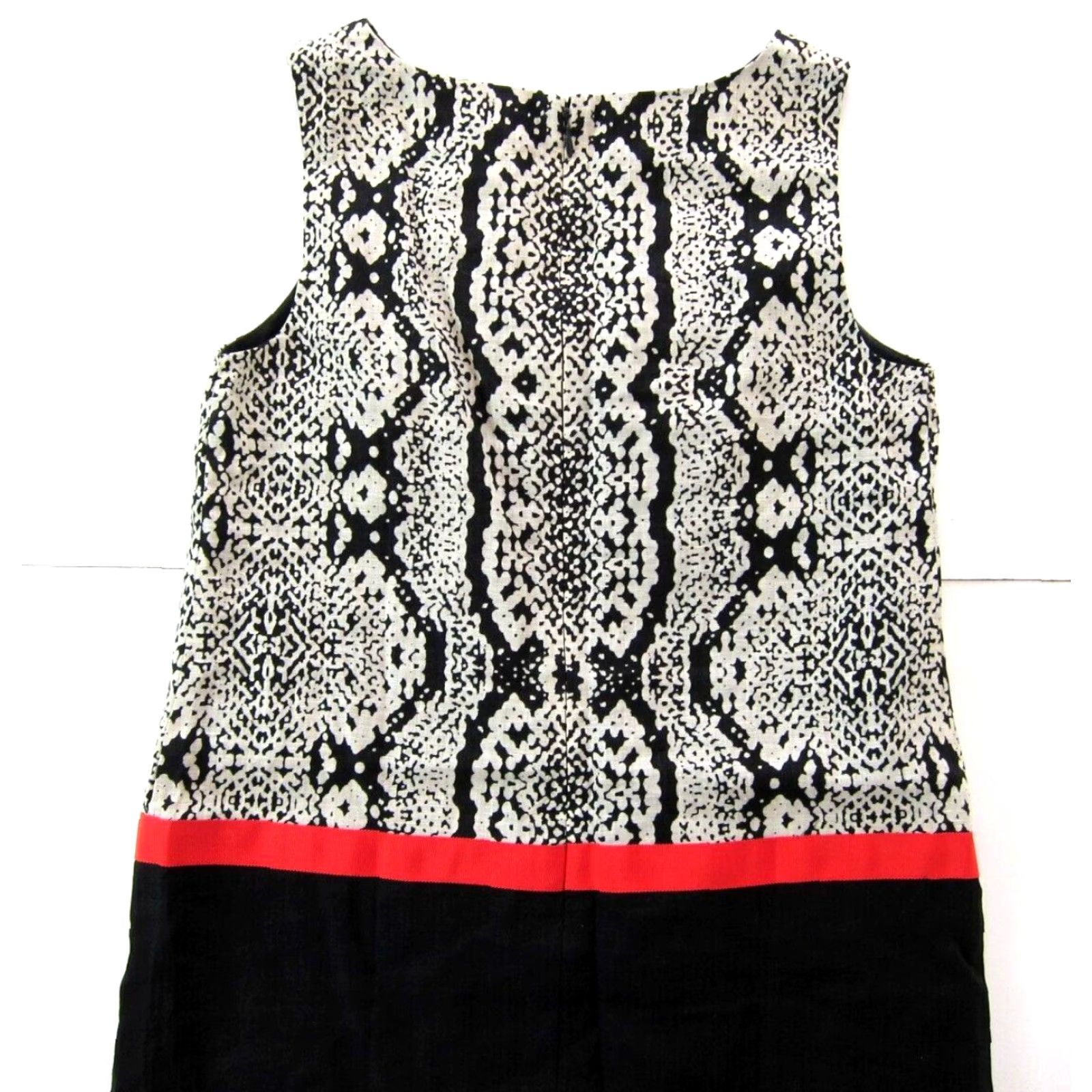 Ann Taylor Ann Taylor Loft Linen Black Ivory Pink Snake Print Tunic Shift Tank Dress 2P Size XS / US 0-2 / IT 36-38 - 5 Thumbnail