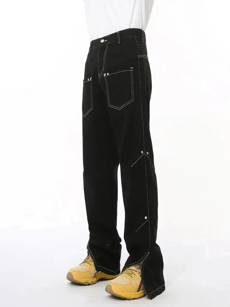 Japanese Brand Retro loose pocket patchwork zipper jeans Size US 32 / EU 48 - 6 Thumbnail