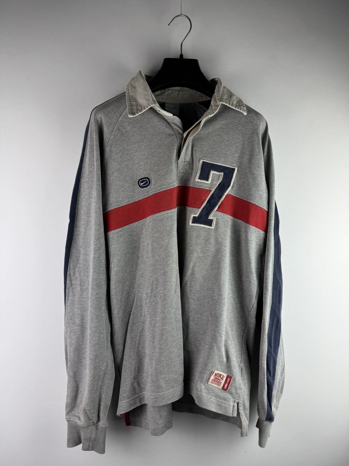 Nike Vintage 00s Nike Athletic Rugby Polo Long Sleeve Shirt Gray Size US M / EU 48-50 / 2 - 1 Thumbnail