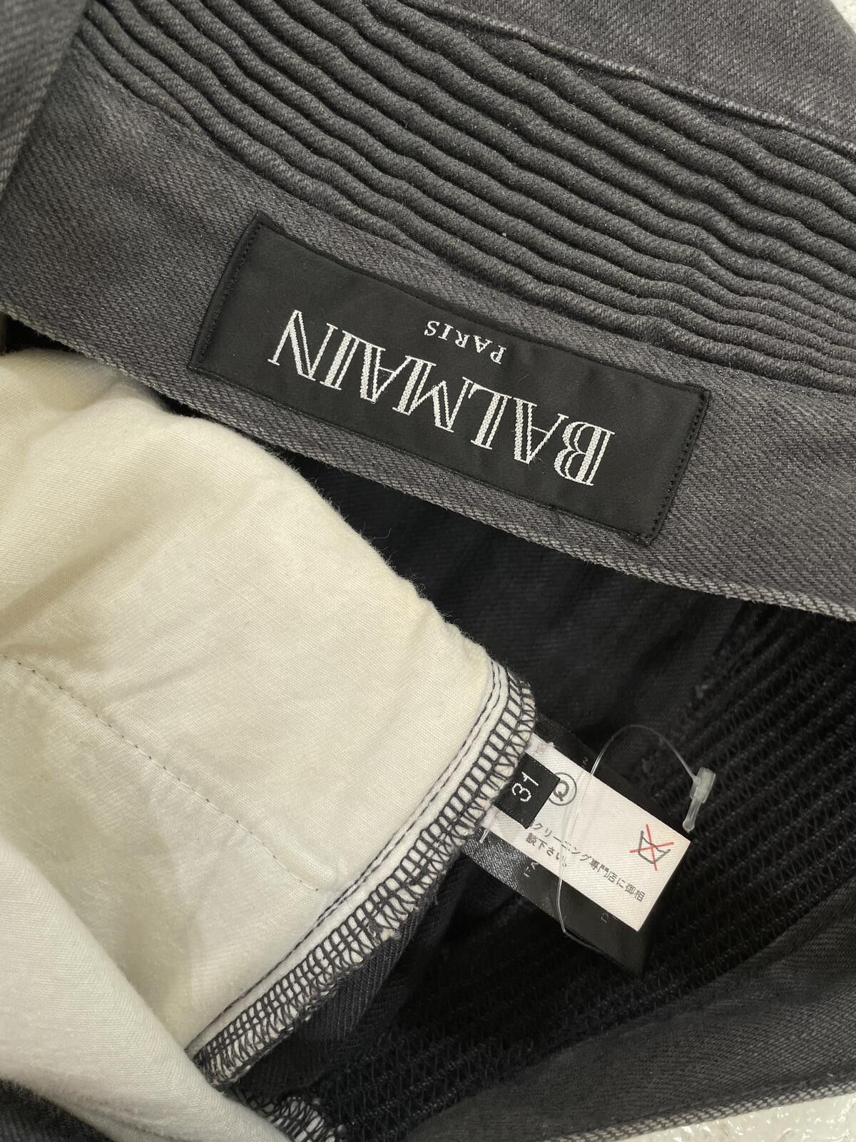Balmain Balmain Gray Waxed Denim Size US 35 - 4 Thumbnail
