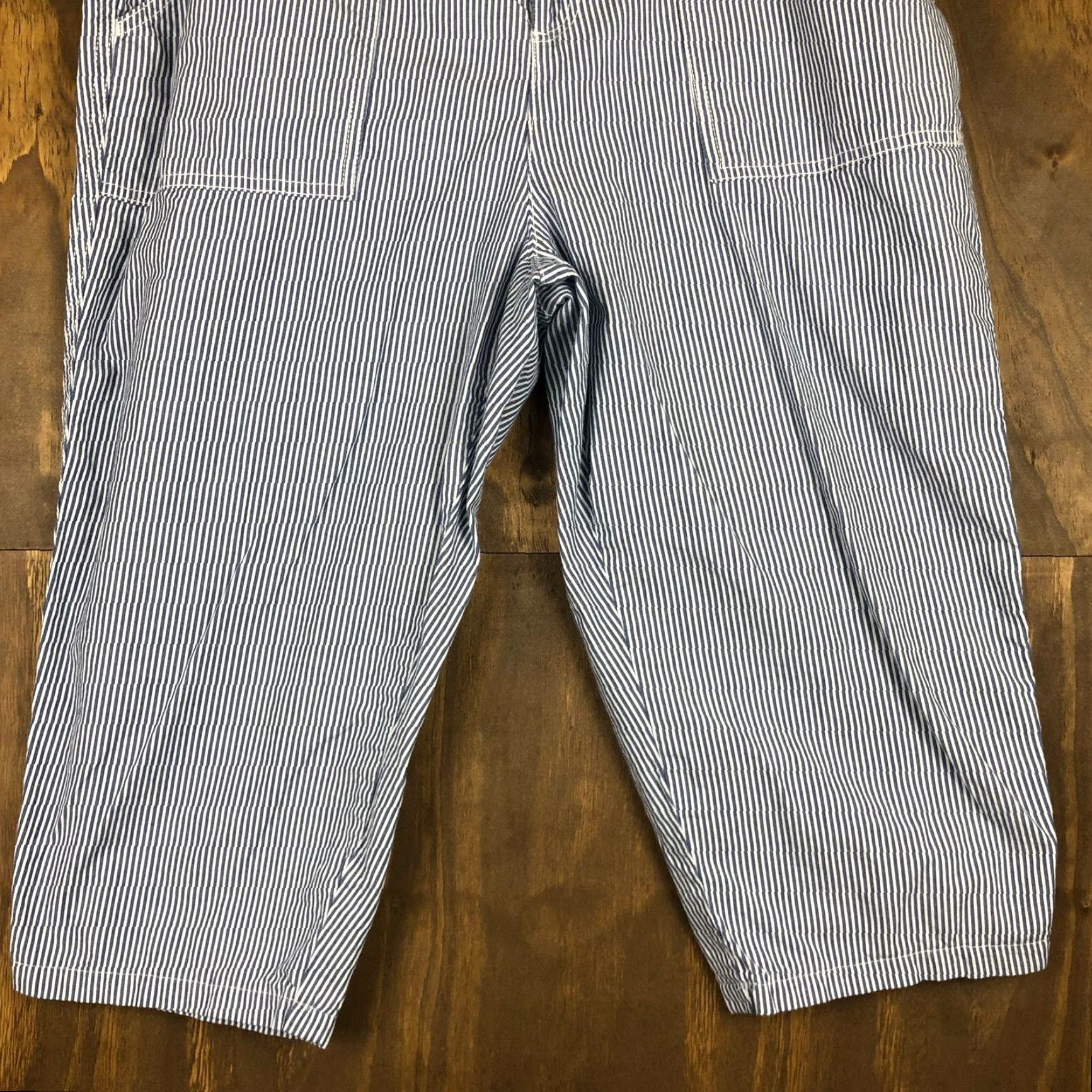Liz Claiborne VINTAGE Liz Claiborne Womens Pants Capris Striped High Rise Stretch Cotton 12 Blue Size 34" / US 12 / IT 48 - 3 Thumbnail
