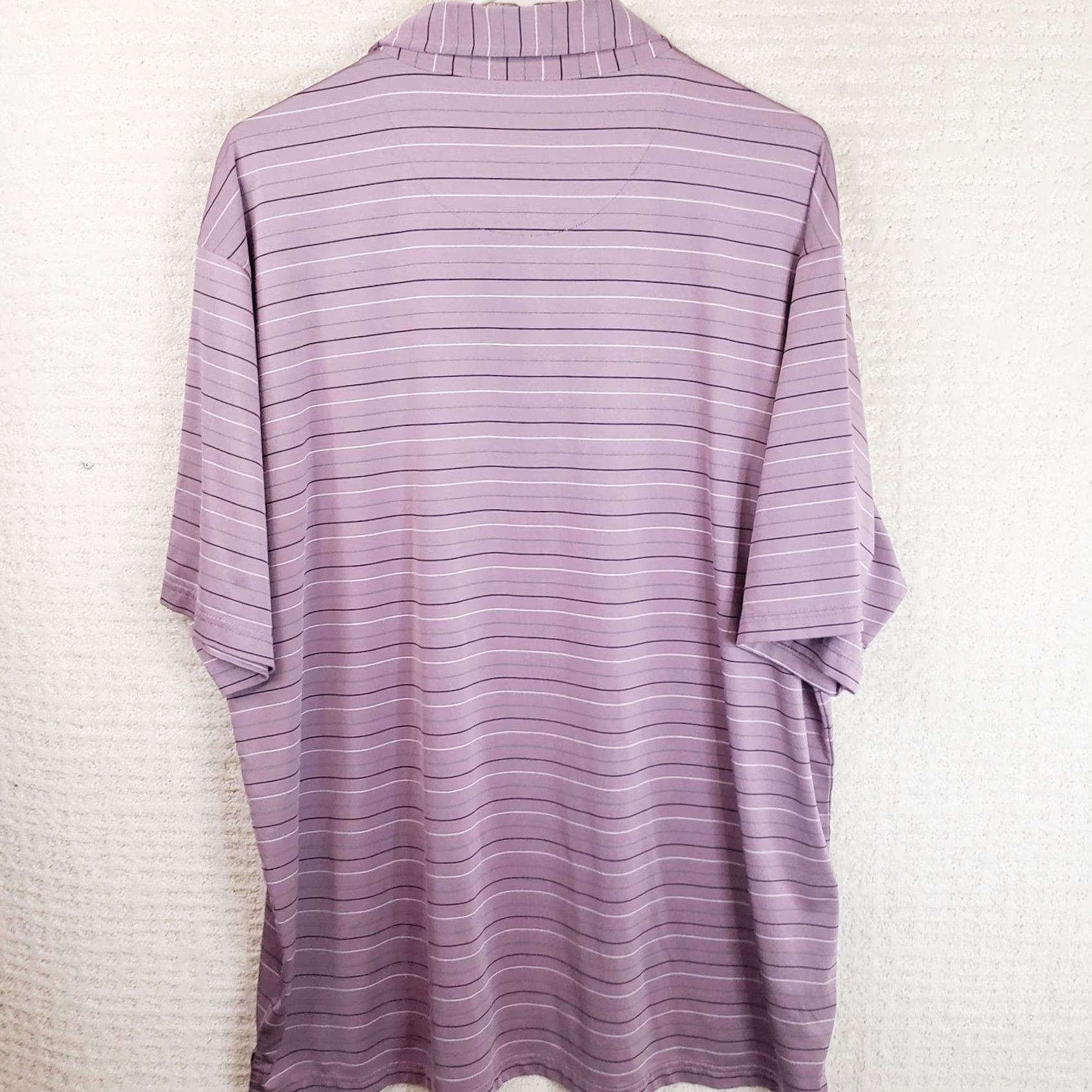Vintage Byron Nelson Dri Way Men's Polo 2XL Lavender Striped Fripp Island Logo Golf Shirt Size US XXL / EU 58 / 5 - 7 Thumbnail