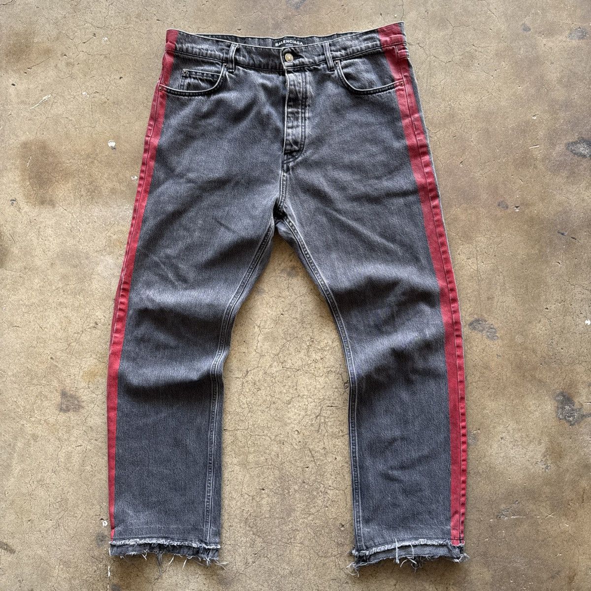 Balenciaga Red Stripe Denim | Grailed