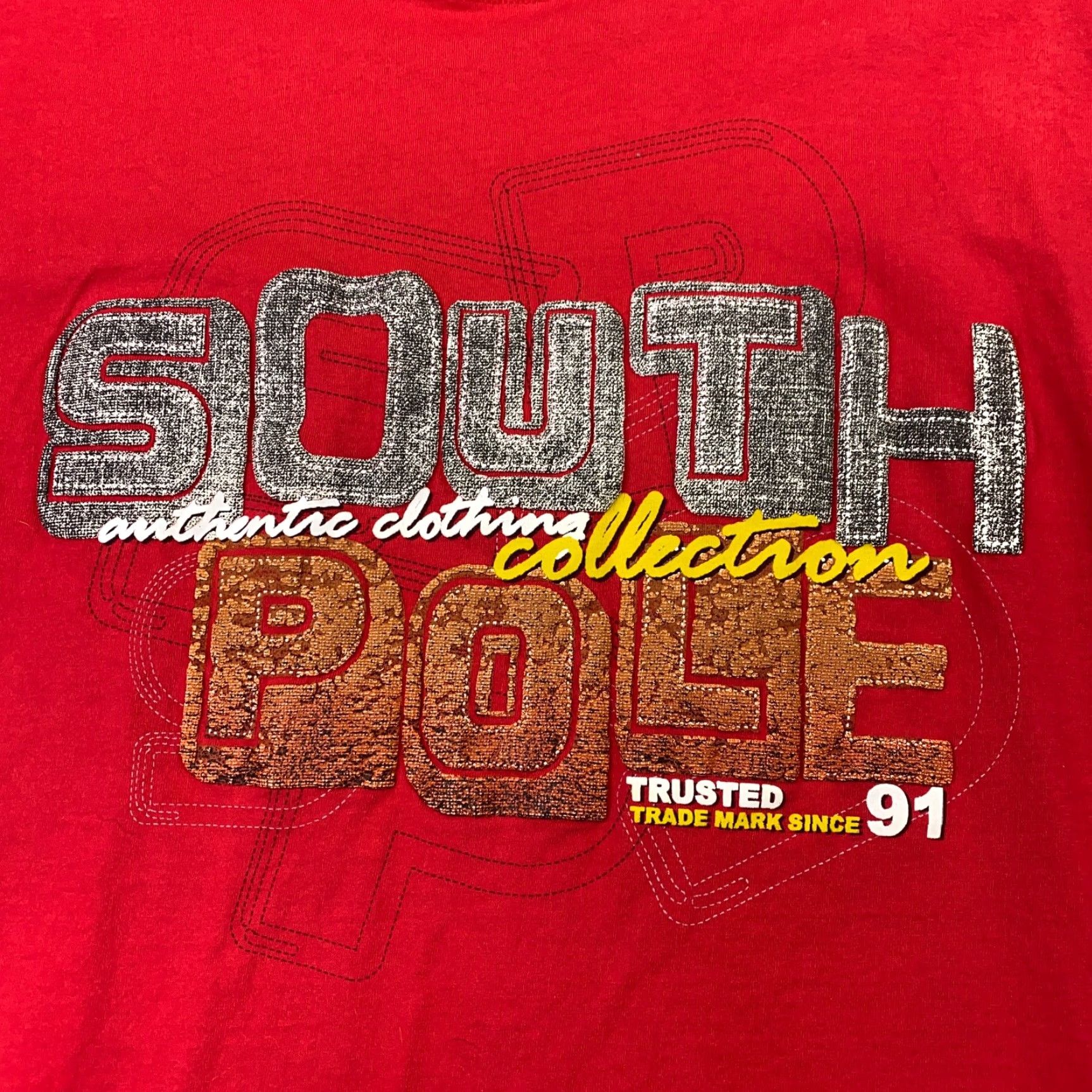 Southpole VINTAGE South Pole Mens Shirt 2XL Red Authentic 3D Puffy Embroidery Spellout 90s Y2K Size US XXL / EU 58 / 5 - 3 Thumbnail