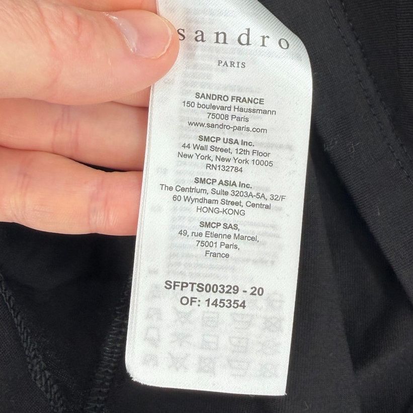 Sandro NEW Sandro Stras Beaded Rhinestone Embellished Black T-Shirt Size L / US 10 / IT 46 - 8 Thumbnail