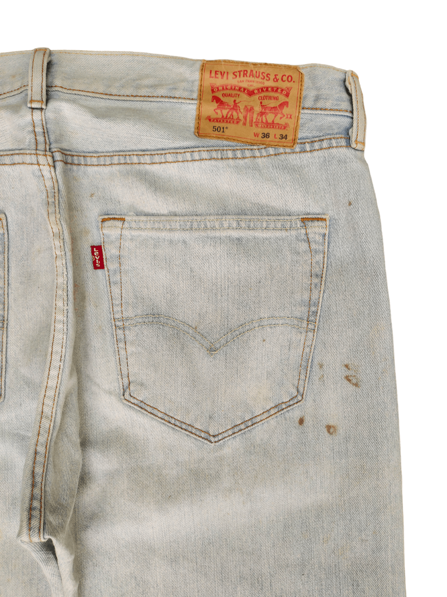Levi's Size 36x34 Vintage Levis 501 Light Wash Jeans Distressed Size US 36 / EU 52 - 13 Thumbnail
