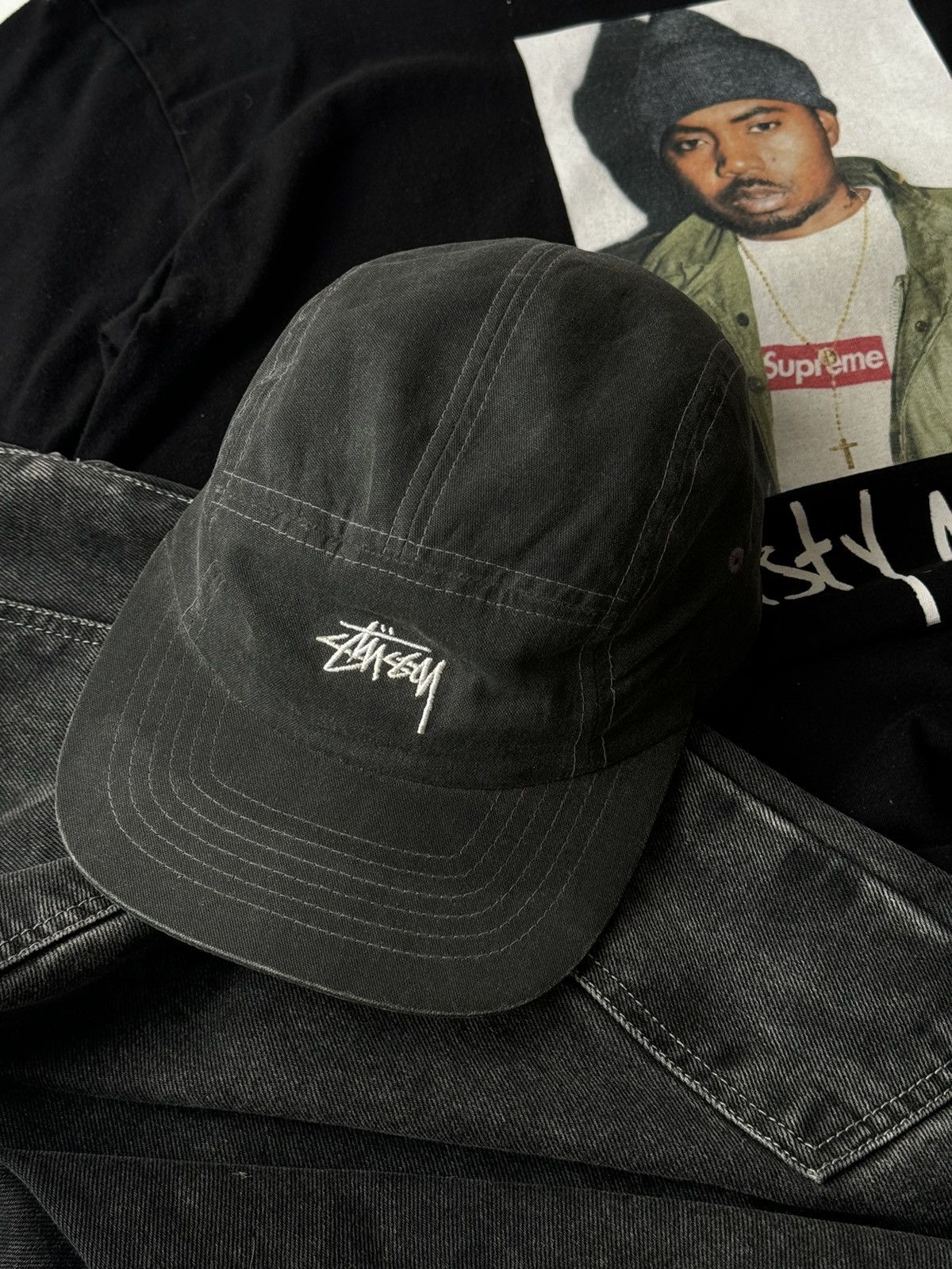 Stussy Stussy Washed Black 5 Panel Hat Cap Y2k Hype Realtree Size ONE SIZE - 8 Thumbnail