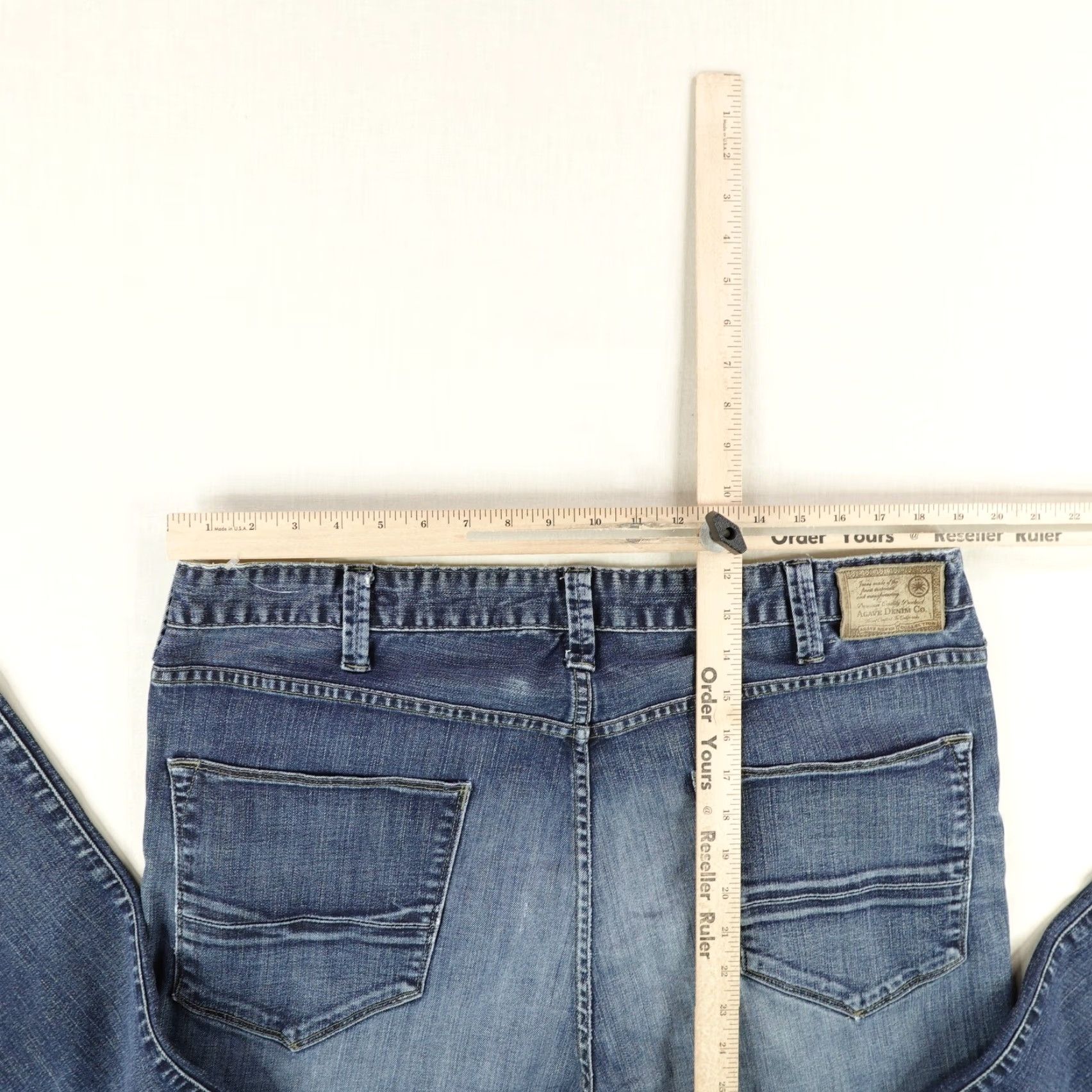 Vintage Agave Jeans Mens 40 Blue Denim Straight Relaxed USA Pragmatist Nirvana Flex Cotton Polyester Spandex Stretch Pockets ZIP 32in Inseam Size US 40 / EU 56 - 7 Thumbnail