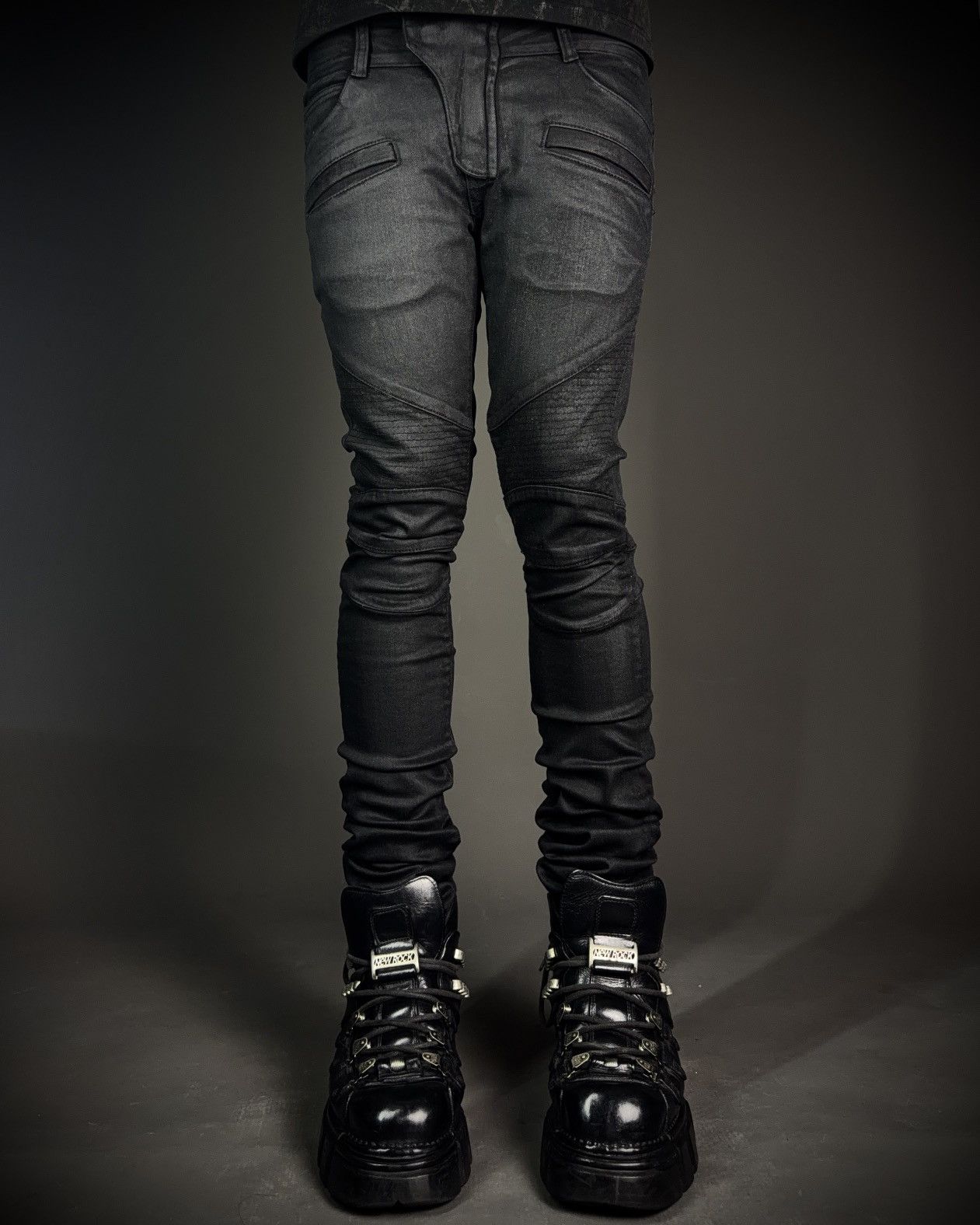 Other GENIE BLEU Japanese Waxed Skinny Biker Jeans Size US 31 - 1 Thumbnail