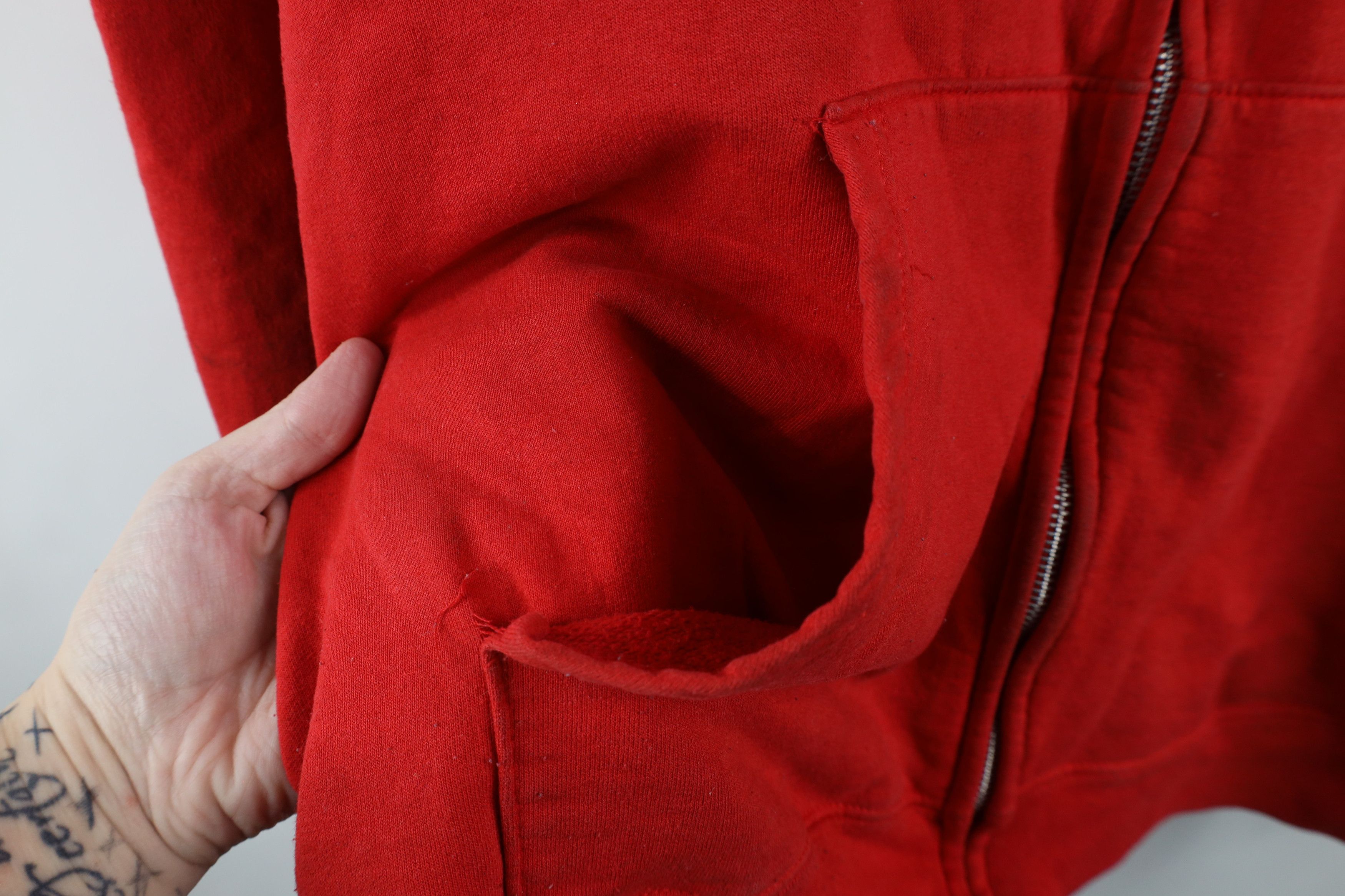 Vintage Vintage 90s Streetwear Blank Full Zip Hoodie Sweatshirt Red Size US XXL / EU 58 / 5 - 5 Thumbnail