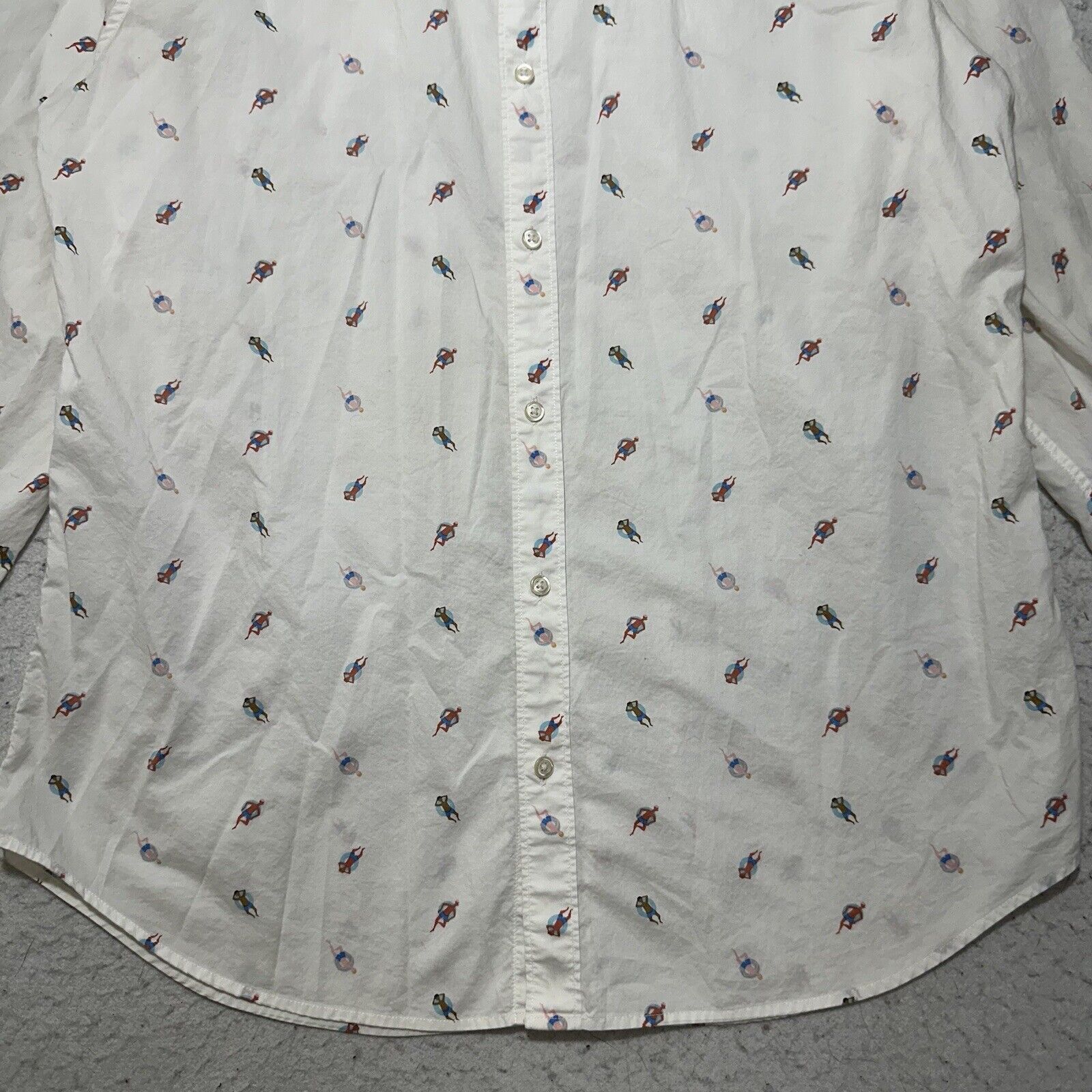 Bonobos Bonobos XL Long Button Down Dress Shirt Swimmer Pattern Size US XL / EU 56 / 4 - 5 Thumbnail