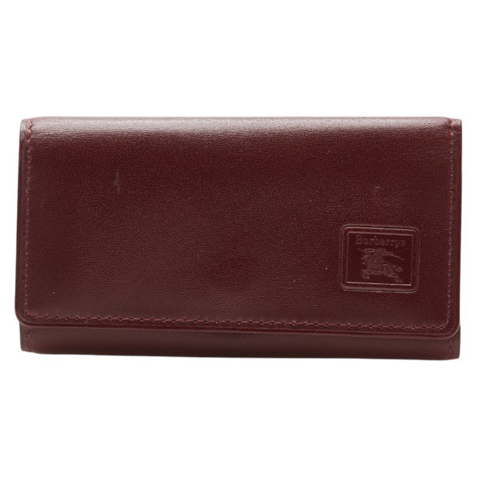 Burberry Nova Check 3-Ring Key Case in Wine Red and Bordeaux Leather for Women