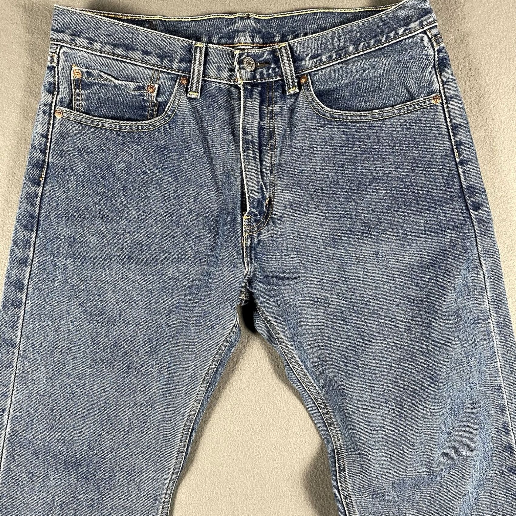 Levi's Levi's 505 Jeans Denim Blue Medium Wash 34x30 Regular Waist 34 Inseam 30 Belt Loops Zipper Button Men Size US 34 / EU 50 - 2 Thumbnail