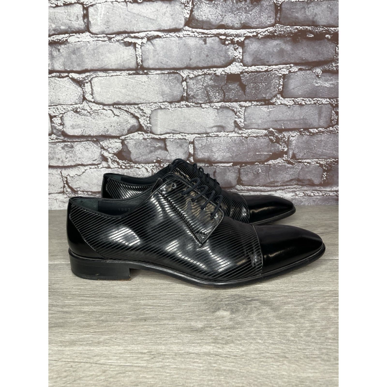 Other F. Crunell Vero Cuoio Black Leather Cap Toe Designer Dress S Size US 9 / EU 42 - 14 Thumbnail