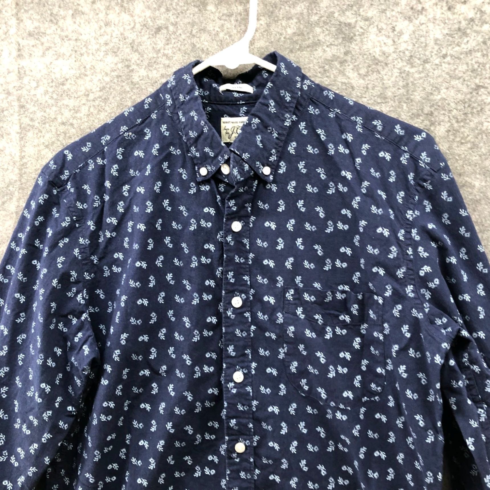 J.Crew J. Crew Button-Down Shirt Mens M Slim Navy Blue Floral Print Secret Long Sleeve Size US M / EU 48-50 / 2 - 3 Thumbnail