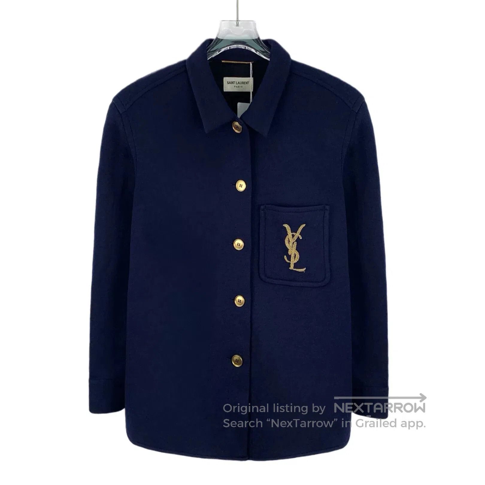 Saint Laurent Paris Yves Saint Laurent Dark Blue Logo Shirt. Size US M / EU 48-50 / 2 - 1 Thumbnail