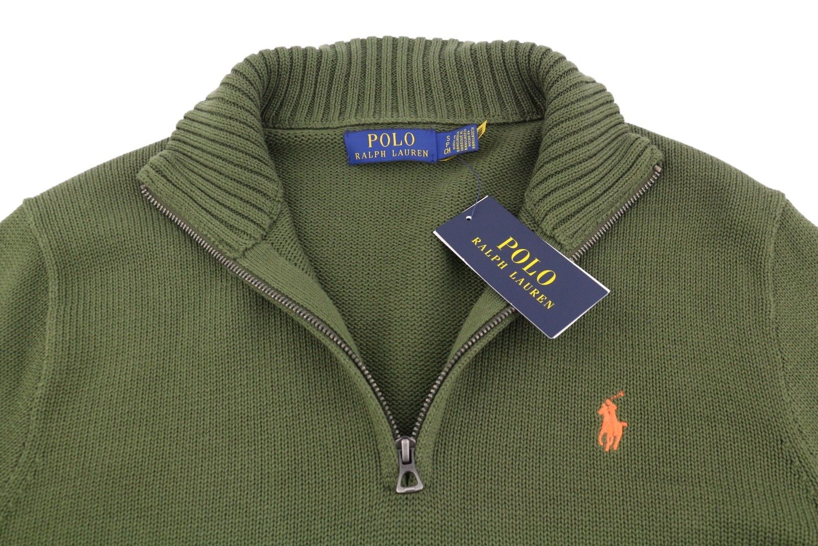 Ralph Lauren OLIVE S Half Zip Tight Knit Pullover Jumper 86923 Size US S / EU 44-46 / 1 - 4 Thumbnail