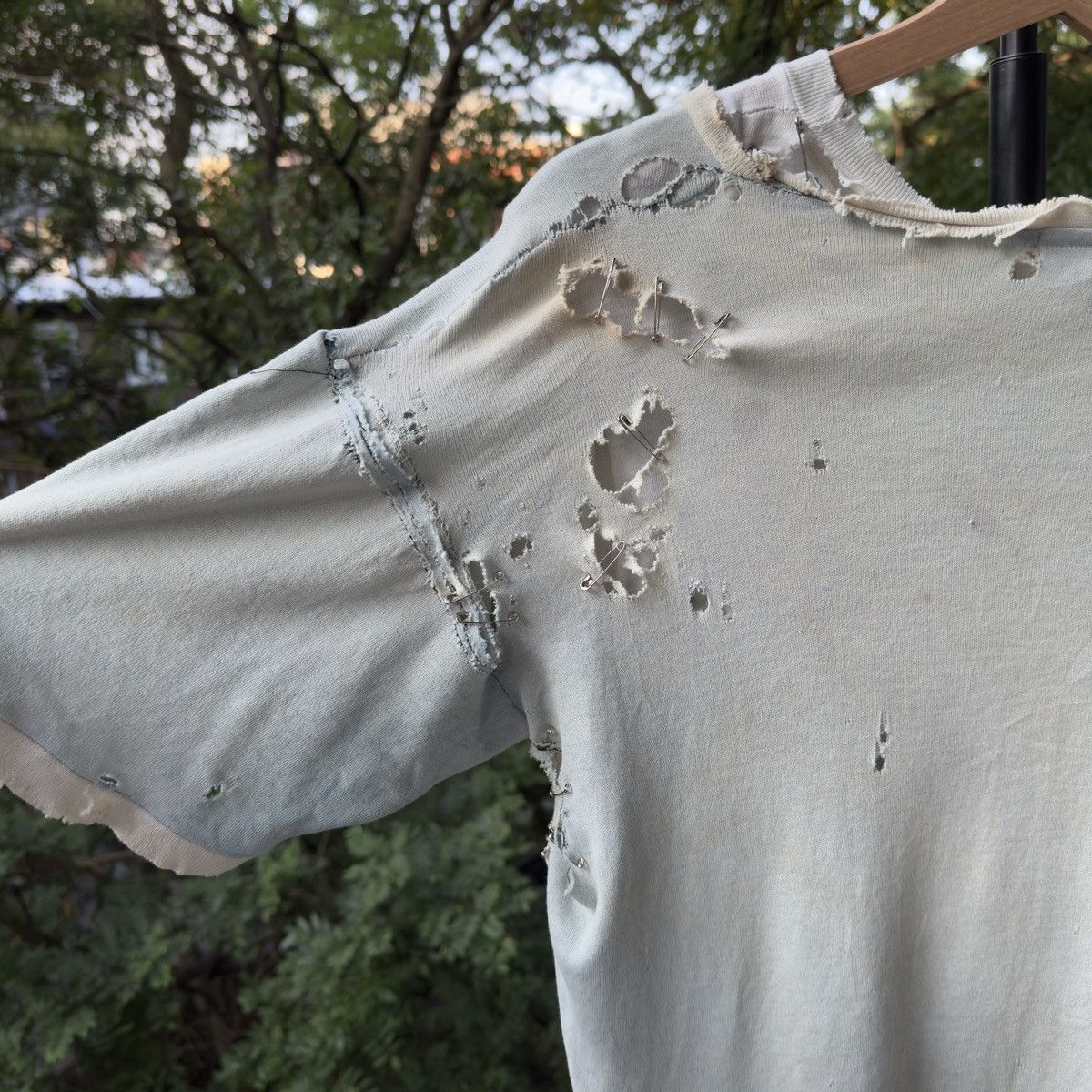 Vintage 40s Thrashed Distressed Safety Pin Pocket Tee ERD Grunge Size US L / EU 52-54 / 3 - 10 Thumbnail
