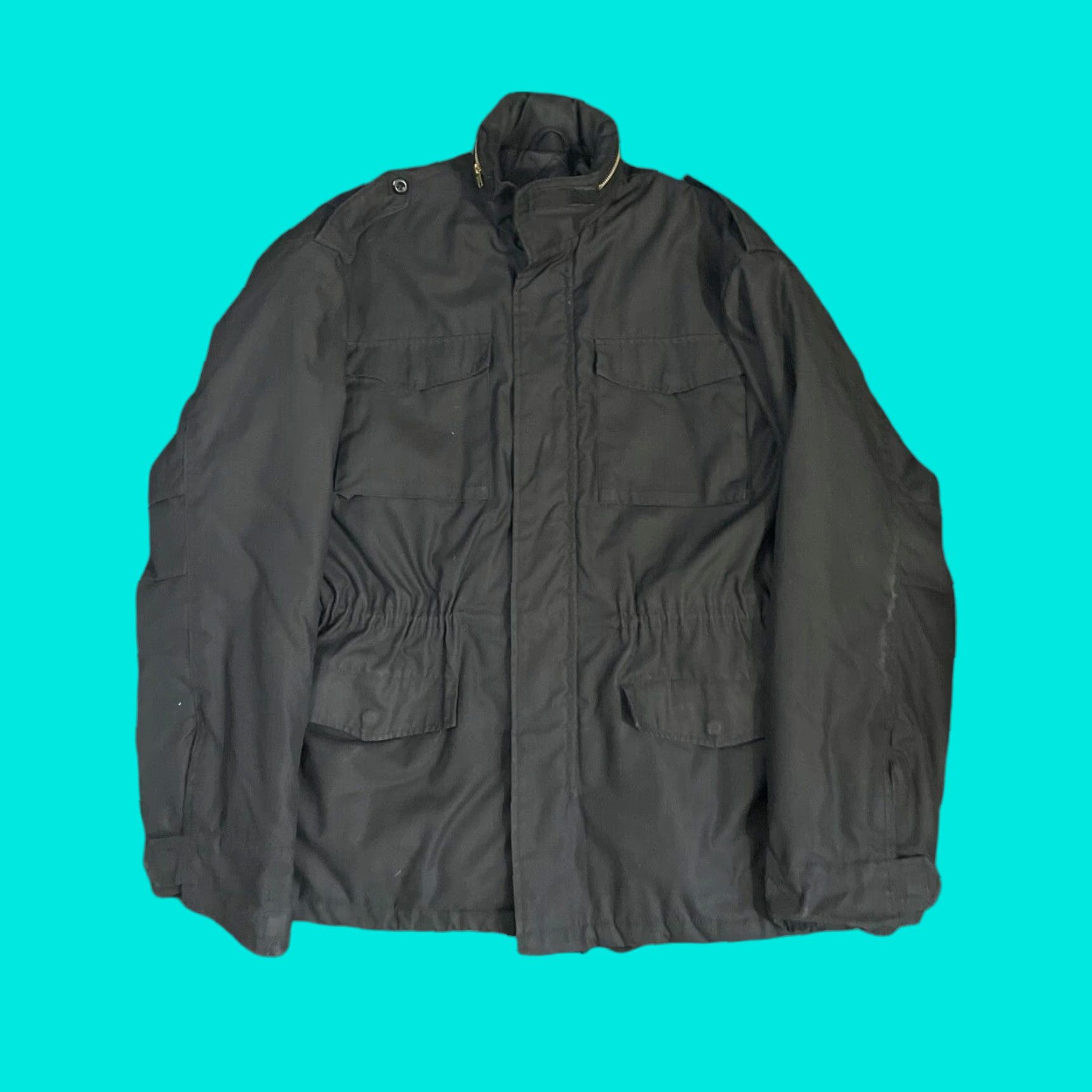 Vintage NXP Military Jacket - Black - L Size Men Water Resistant Workwear Canvas 65% Polyester 35% Cotton Zipper Snap Size US L / EU 52-54 / 3 - 1 Thumbnail