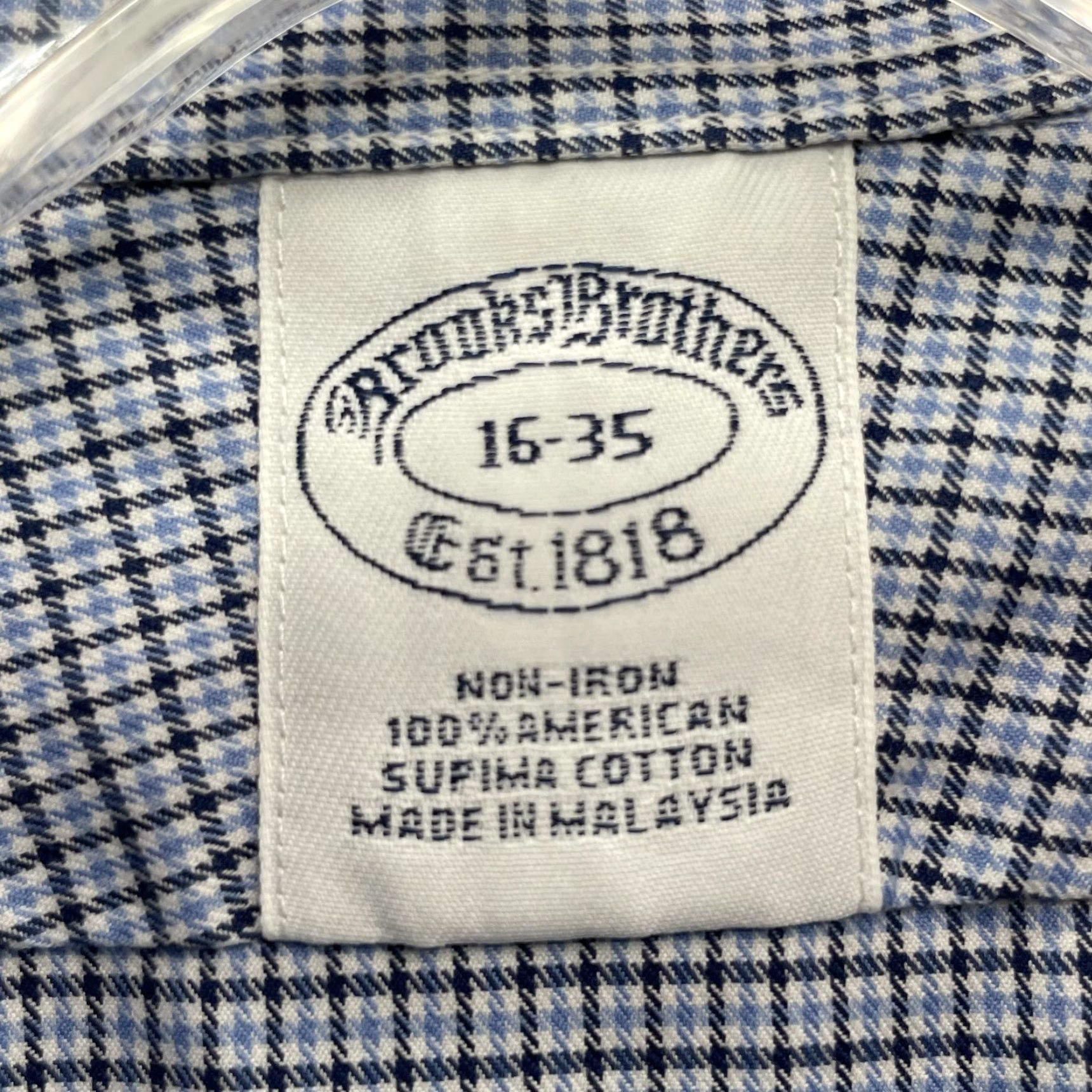 Brooks Brothers Brooks Brothers Dress Shirt Men 16-35 Blue Plaid Non-Iron Preppy Corpcore Career Shirt Size 42R - 3 Thumbnail