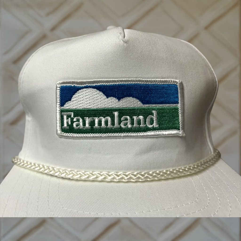 Roper VINTAGE Farmland White White Rope Logo Patch Hat Strapback Cap Men’s Cap Size ONE SIZE - 1 Thumbnail