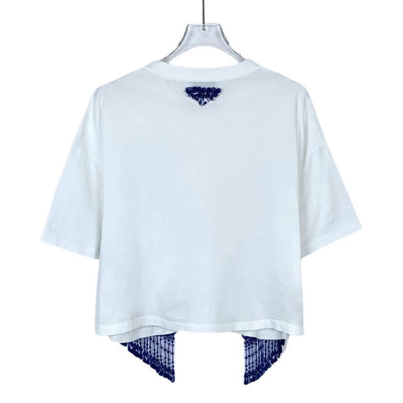 Prada Prada Nail bead embroidery design round-neck white short-sl Size US XS / EU 42 / 0 - 2 Thumbnail