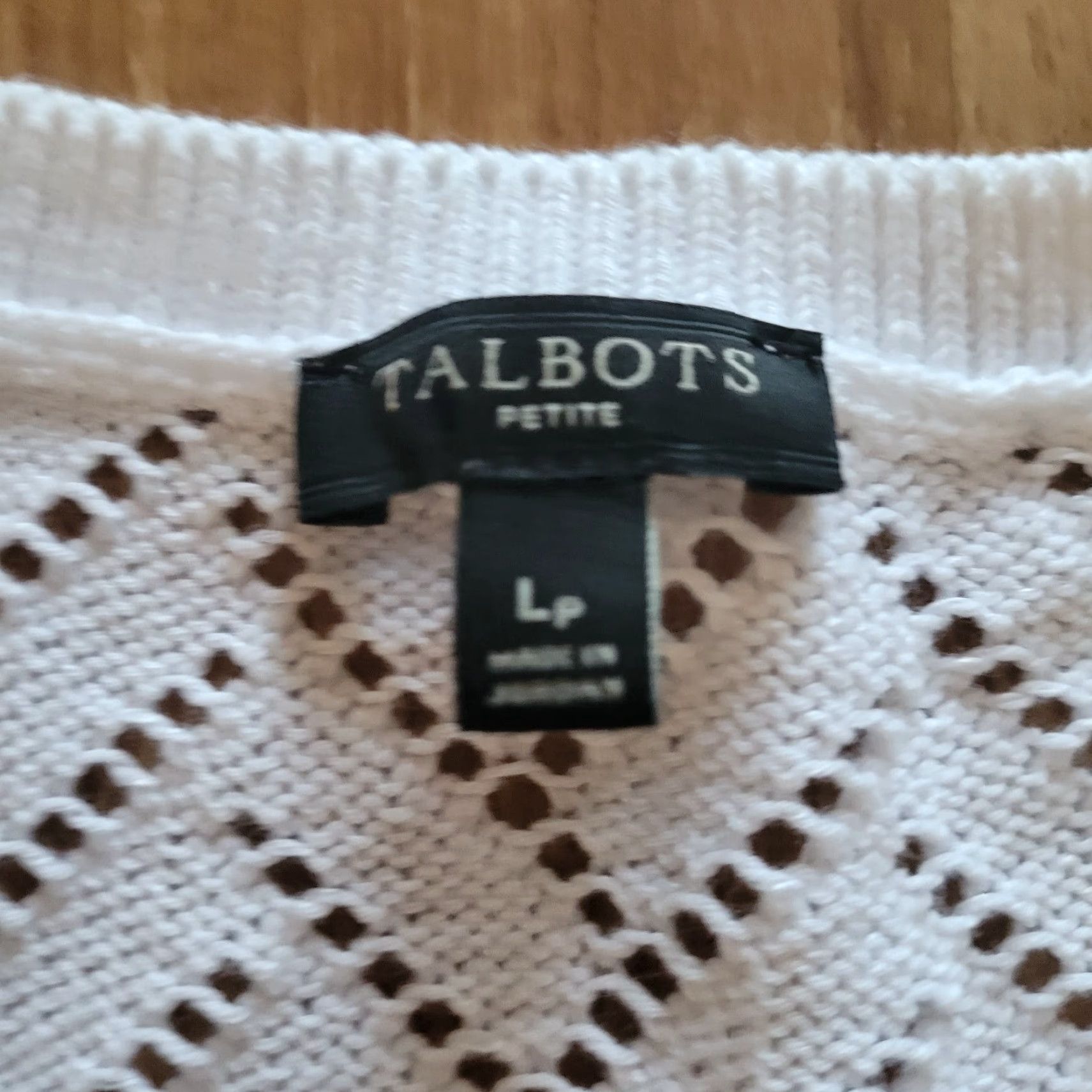 Talbots Talbots Sweater Knit Top Womens Large Petite White Open Knit Crochet Linen Basic Shirt Size L / US 10 / IT 46 - 4 Thumbnail