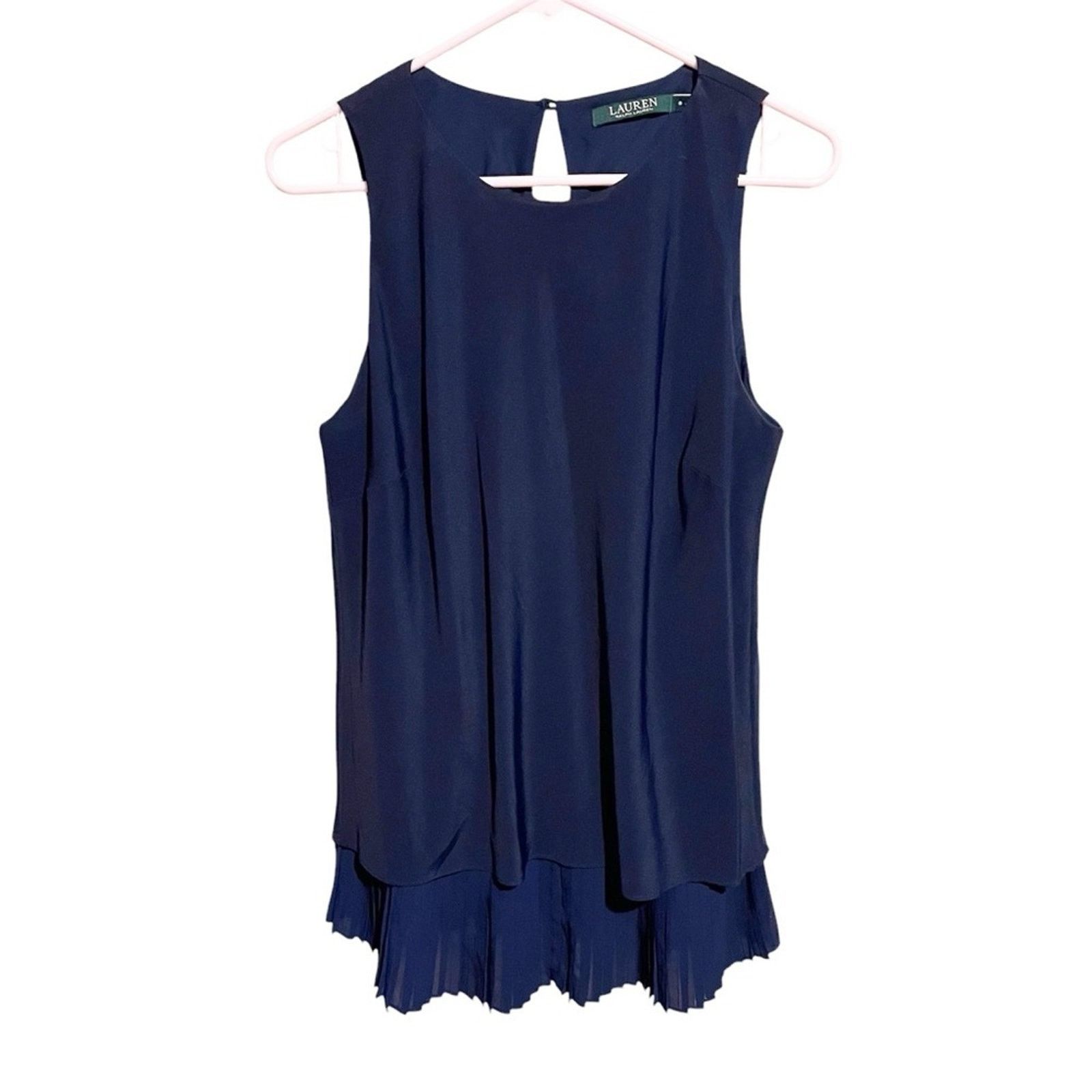 Lauren Ralph Lauren Ralph Lauren Navy Crepe Pleated Hem Sleeveless A-line Size 8 Size M / US 6-8 / IT 42-44 - 1 Thumbnail