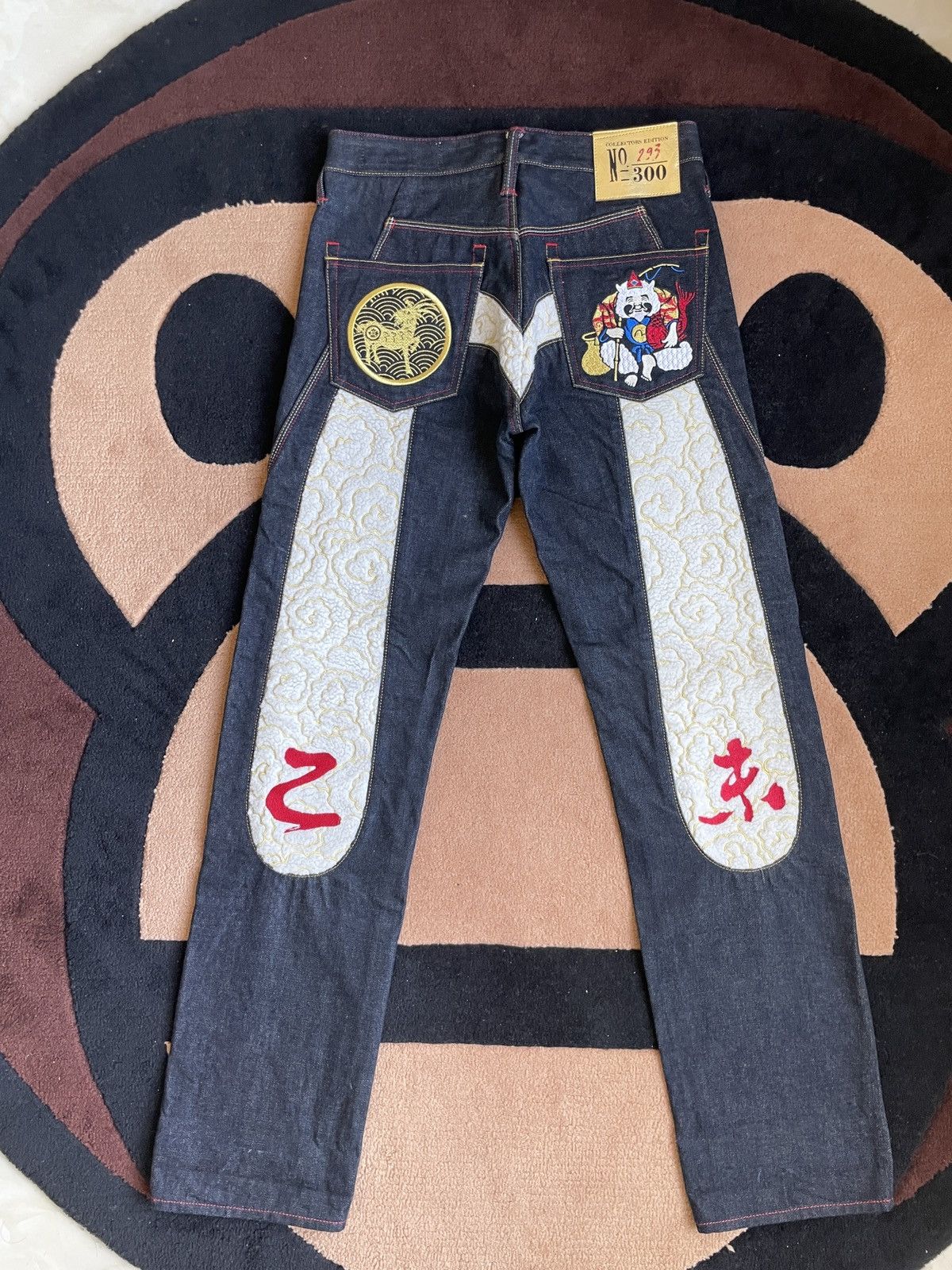 image of Evisu Limited Sheep Years Daicock Style Jeans！size：28 in Black Blue, Men's