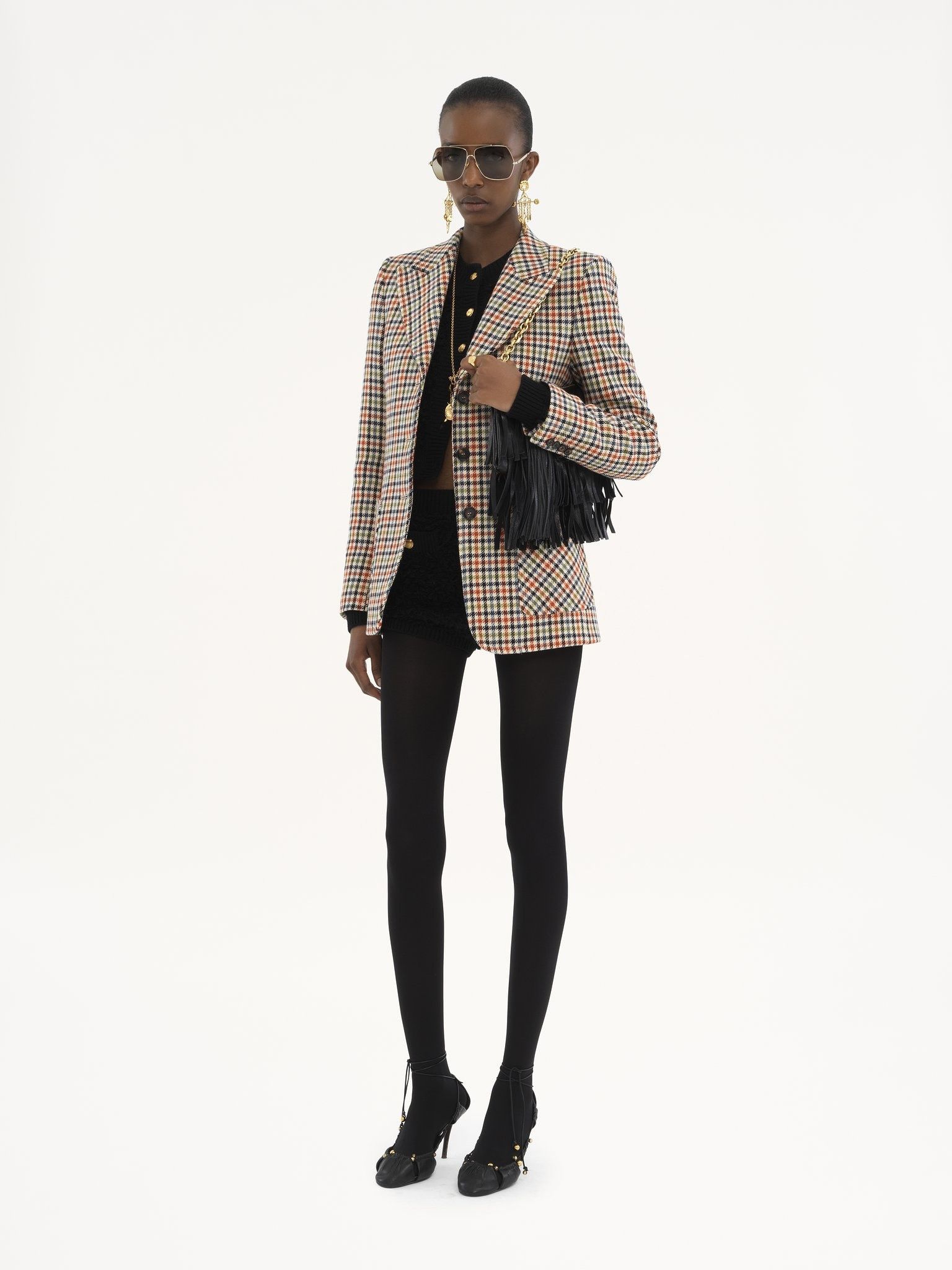 Chloe o1loc1c11125 Check Wool Tailored Jacket in Multicolor Size XS / US 0-2 / IT 36-38 - 2 Thumbnail