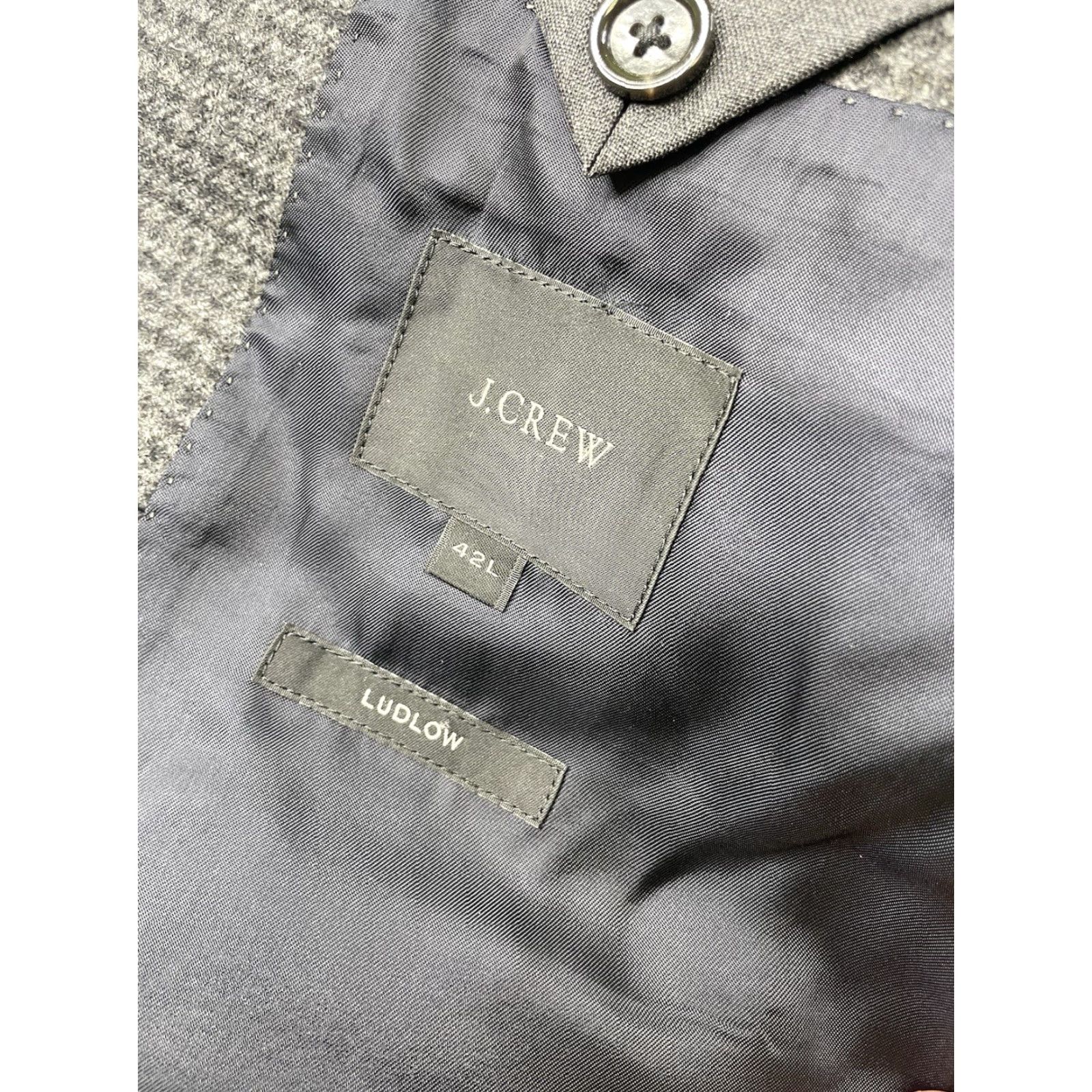 J.Crew J. Crew Blazer Jacket Wool Houndstooth Gray 42L Mens Long 100% Wool Blazer Sports Coat Jacket Size 42R - 4 Thumbnail