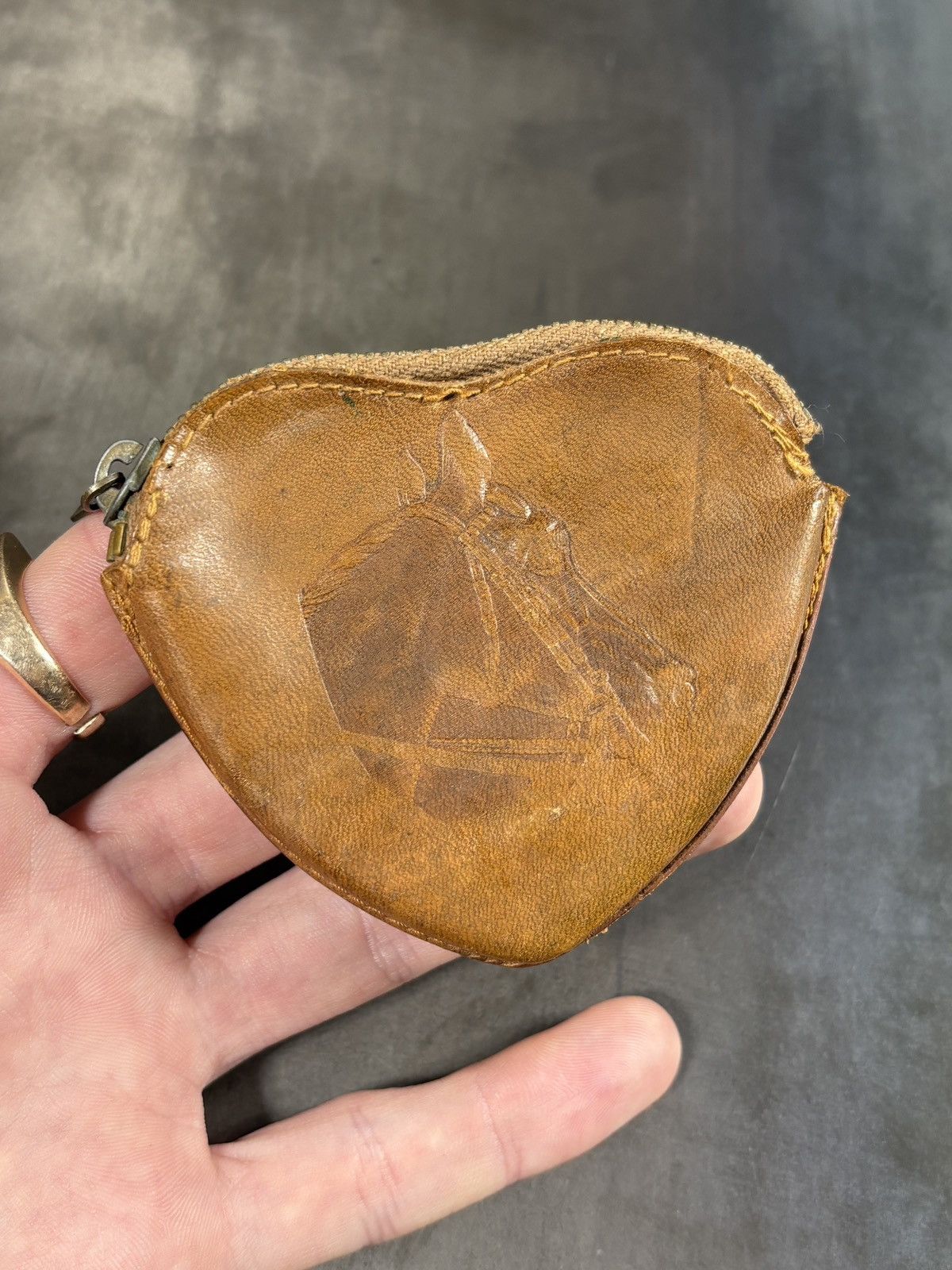 Vintage True Vintage Leather Coin Purse West Germany Horse Brass 60s Size ONE SIZE - 14 Thumbnail