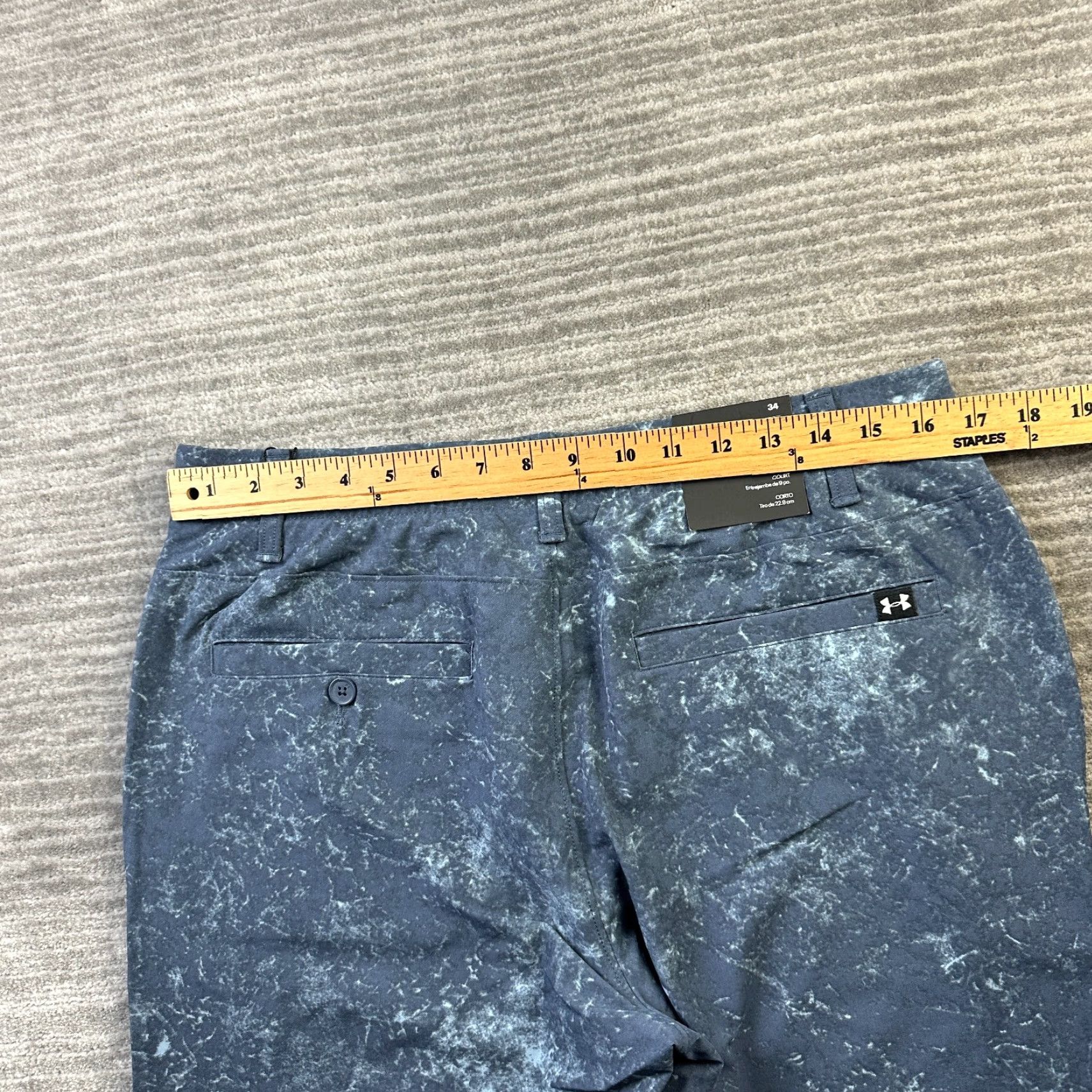 Under Armour Under Armour Shorts Mens 34 Blue Printed All Over Print Performance Golf Chino Casual Mens 34 Blue Logo Pockets Size US 34 / EU 50 - 6 Thumbnail