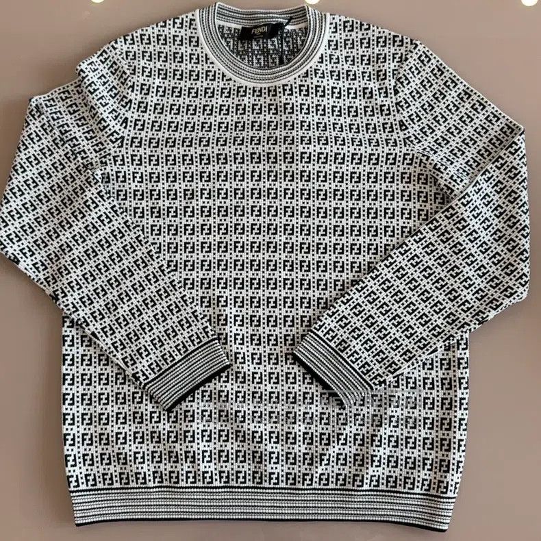 Fendi Fendi Full Print FF Round Neck Knit Sweater Size US L / EU 52-54 / 3 - 1 Thumbnail