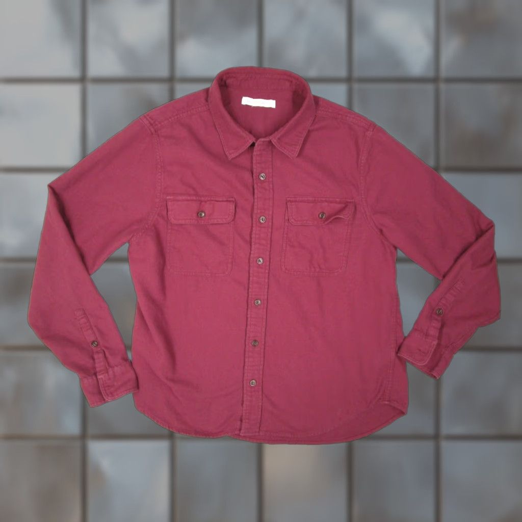 Outerknown OUTERKNOWN Organic Cotton Red Flannel Button-Up Shirt Mens Large Long Sleeve Workwear Size US L / EU 52-54 / 3 - 1 Thumbnail