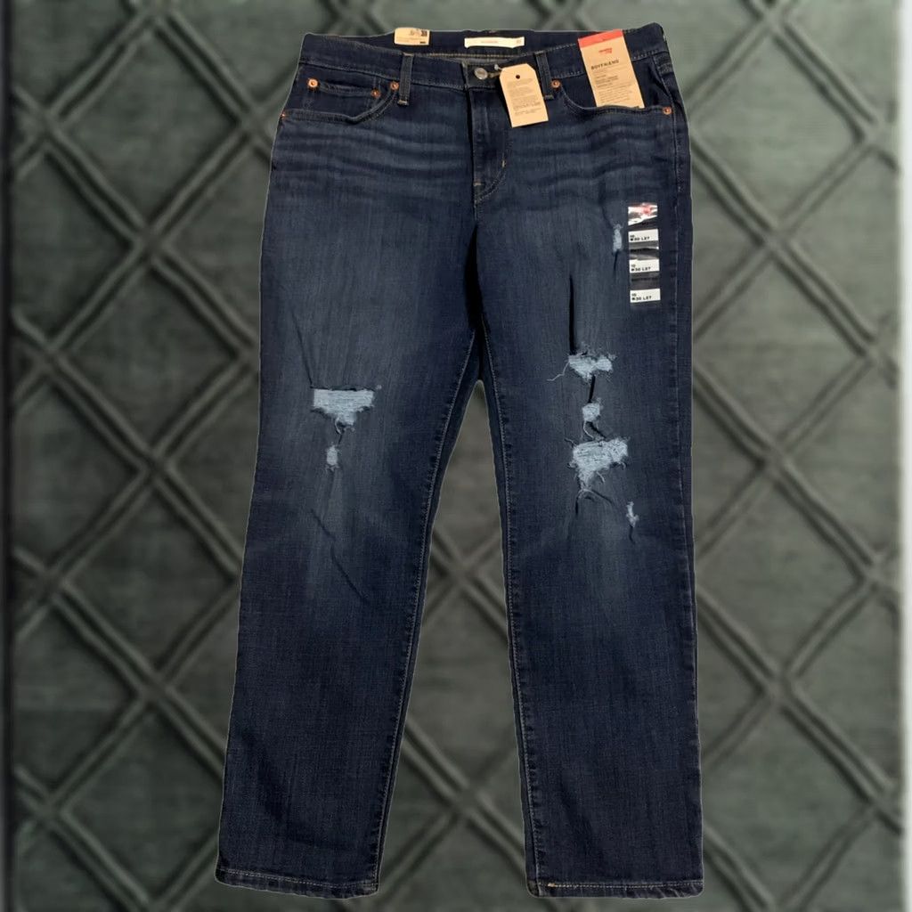 Levi's Levi's Jeans Boyfriend Regular 5-Pocket Denim Blue Mid Rise Womens Sz 10 30x27 NWT Distressed Size 32" / US 10 / IT 46 - 1 Thumbnail