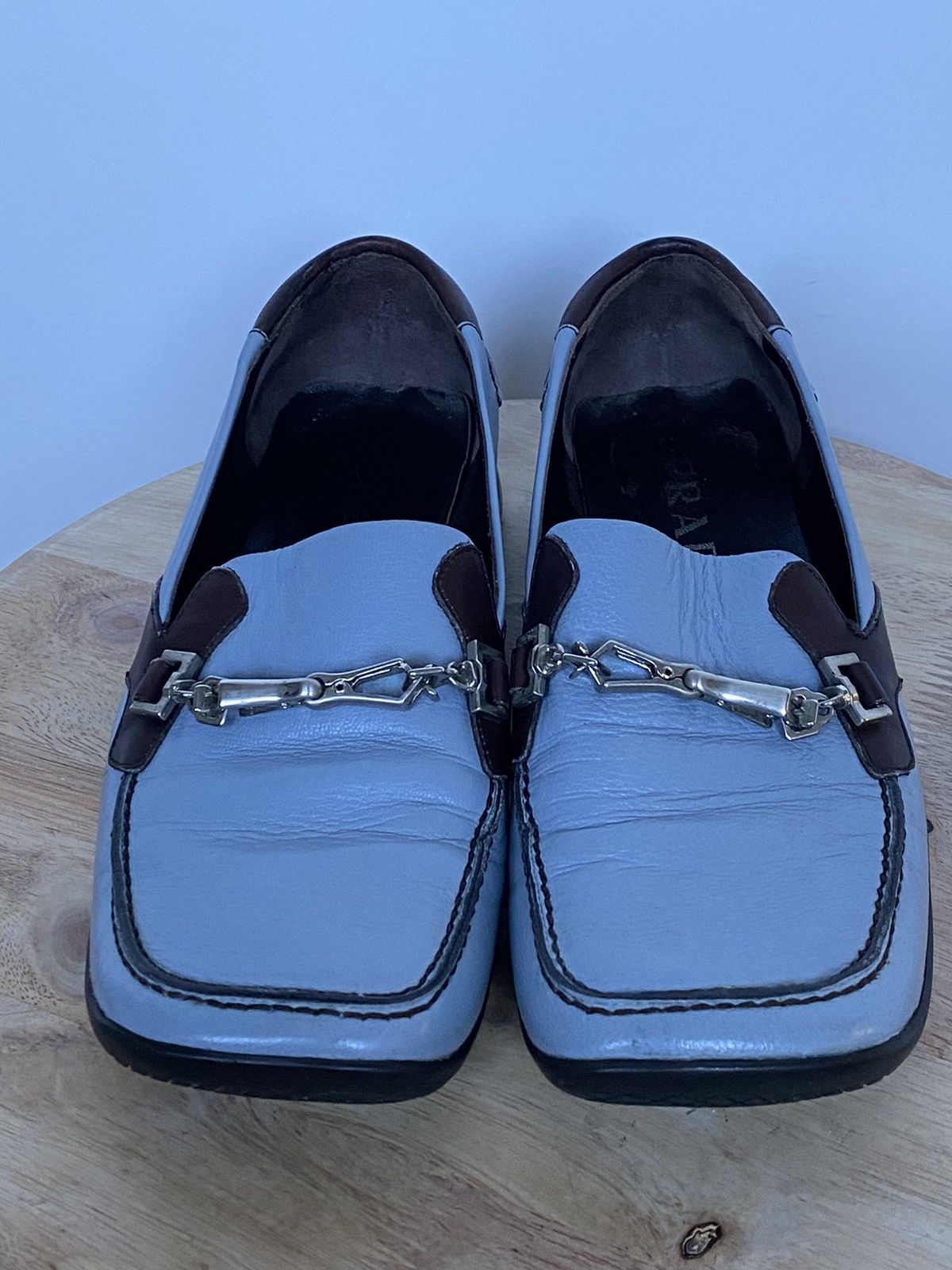 Miu Miu × Prada × Vintage Prada Bintage Baby Blue Leather Flats Loafers Size US 6 / IT 36 - 2 Thumbnail