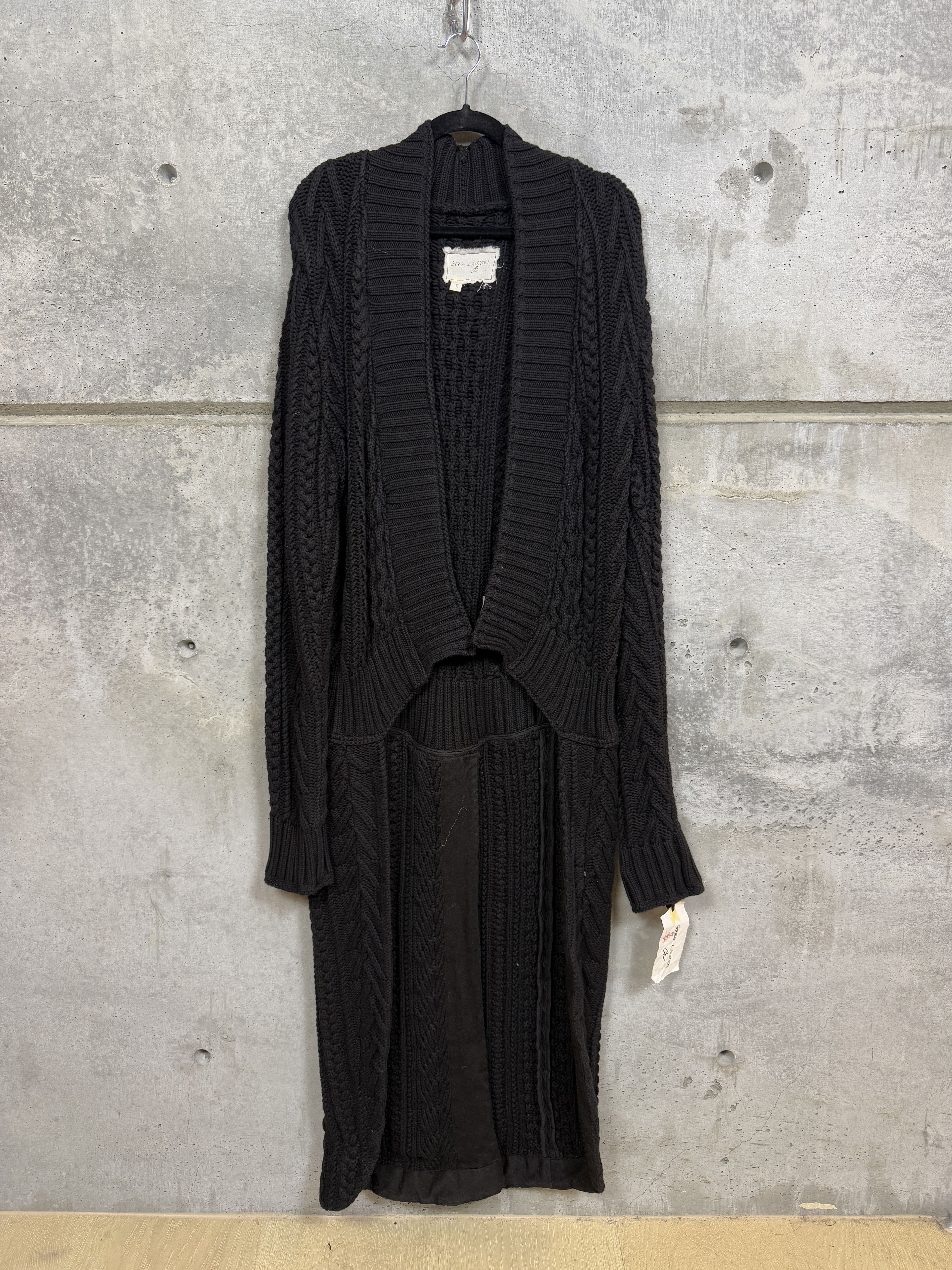 Greg Lauren Black Fisherman Tails Cable Knit Robe