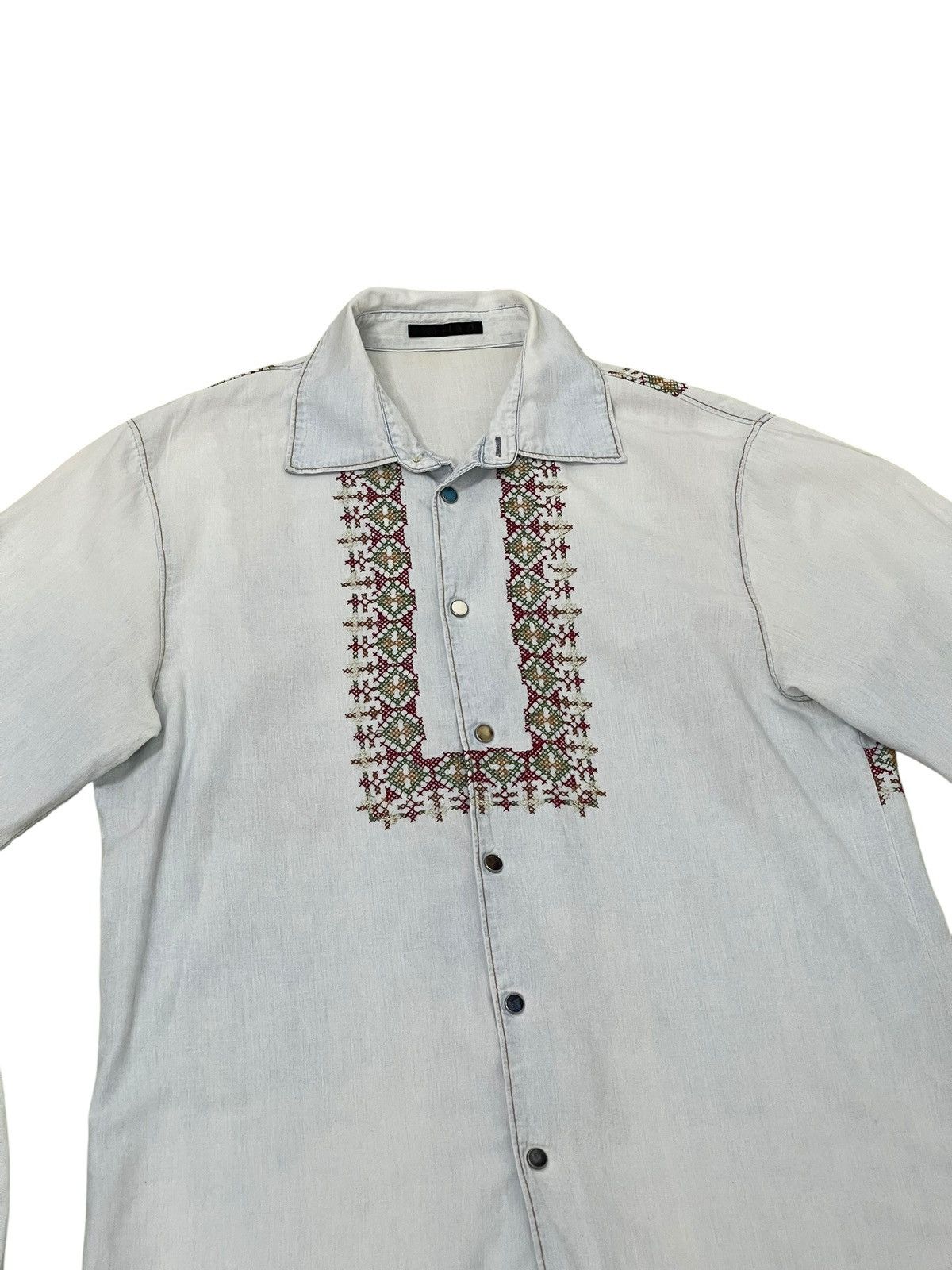 Comme des Garcons Homme Native Western Shirt Iroquois Japan Faded Blue Chambray 6🟩8 Size US M / EU 48-50 / 2 - 1 Thumbnail