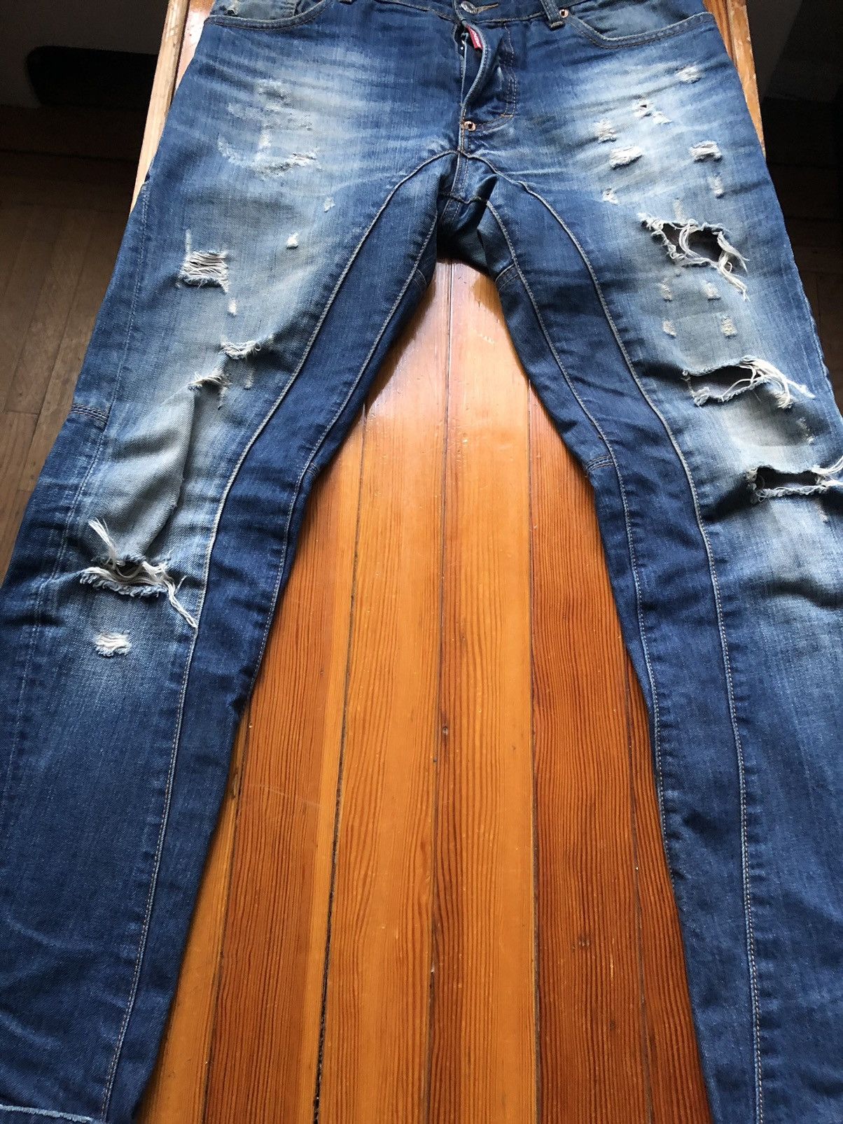 Dsquared2 DSQUARED2 Crazy Distressed Anchor Biker Jeans Size US 31 - 2 Thumbnail
