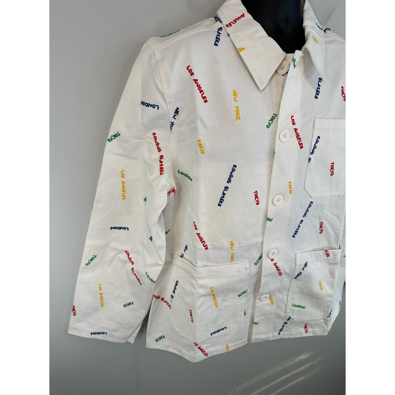 Rowing Blazers Rowing Blazers Cities Embroidered Chore Coat White Large NWT Size US L / EU 52-54 / 3 - 6 Thumbnail