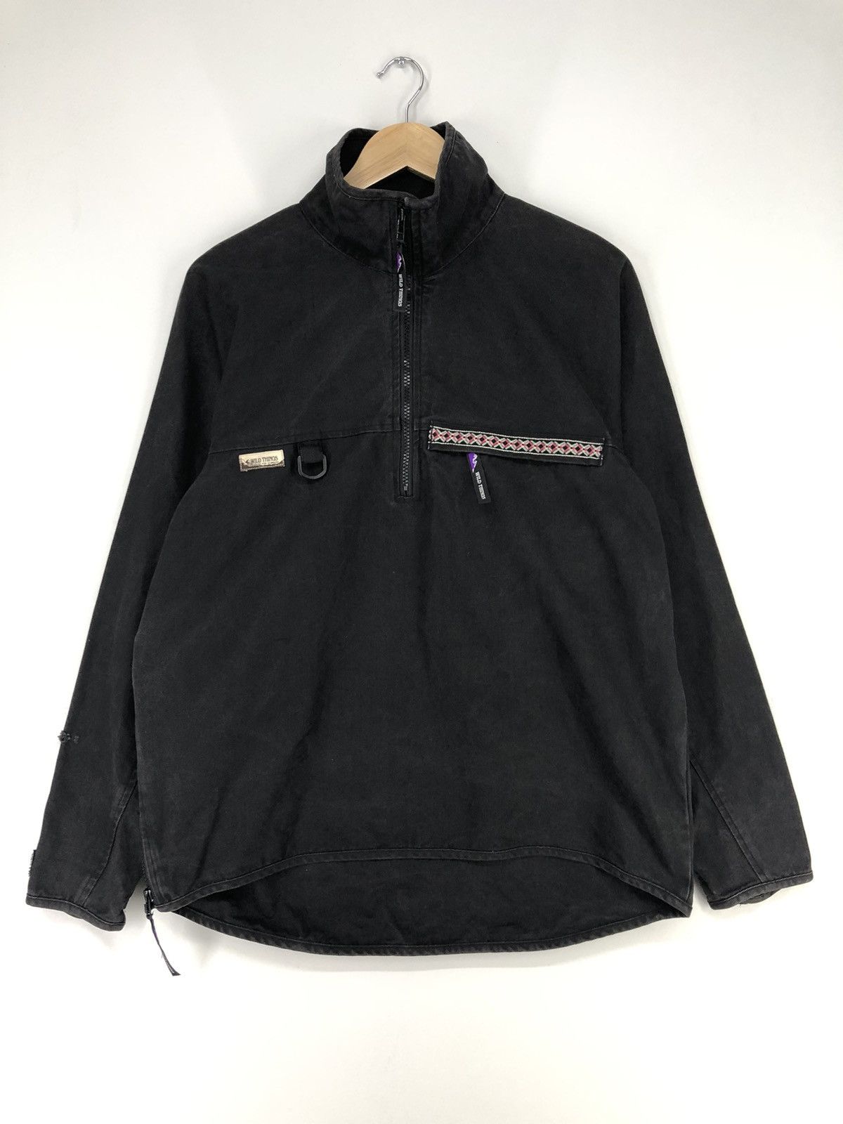 image of Outdoor Life x Wild Things Vintage Wild Things Equipment For Climbers Half Zip Jacket in Black (Siz