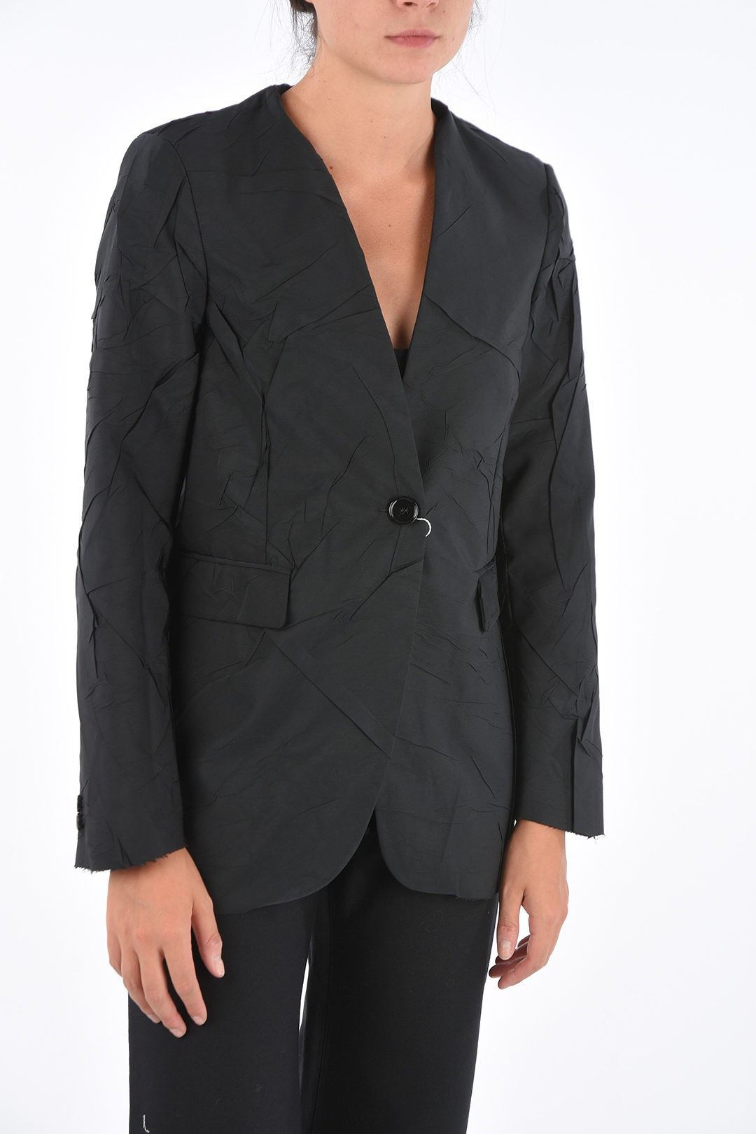 Maison Margiela $1200 MM6 Maison Margiela Crinkled Single Button Blazer Size XS / US 0-2 / IT 36-38 - 1 Thumbnail